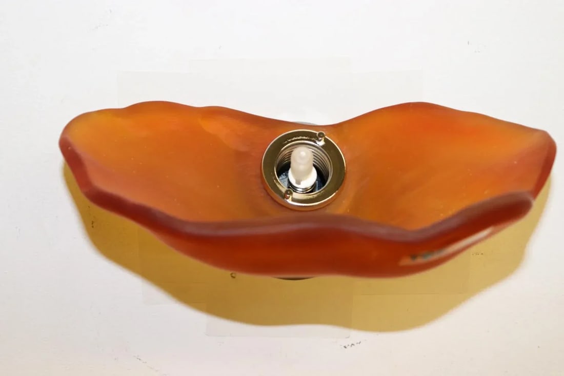 1980s Modern "Mini Lithos" Murano Wall Lamp Amber - 11