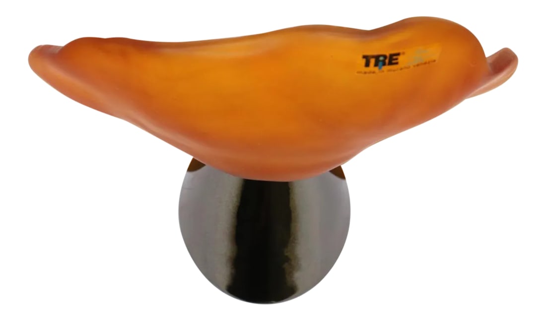 1980s Modern "Mini Lithos" Murano Wall Lamp Amber: 1990s Modern Wall Light Murano Hand Cast Amber Glass Diffuser, Satin Finish and nickel plated gun-metal mounting. The "Mini Lithos" was designed by Carlo Nason for ITRE. Dimensions: Width 10.50" - Dep