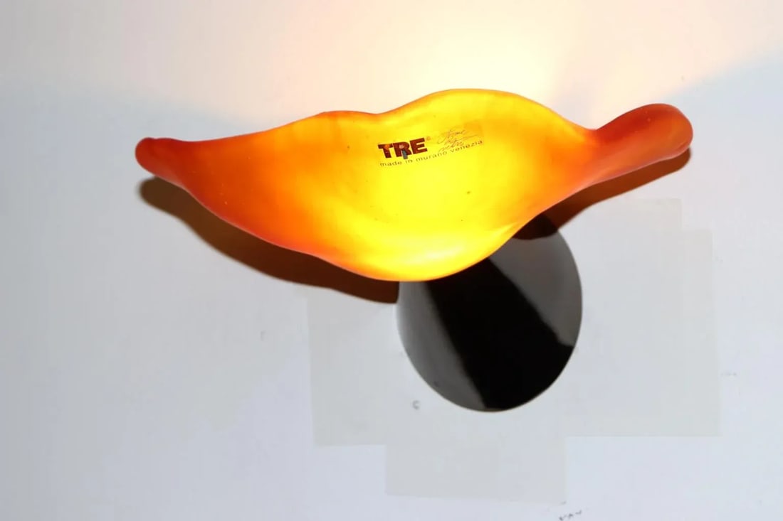 1980s Modern "Mini Lithos" Murano Wall Lamp Amber - 2