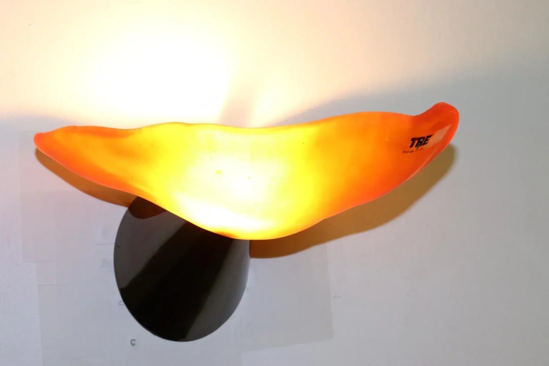 1980s Modern "Mini Lithos" Murano Wall Lamp Amber - 4