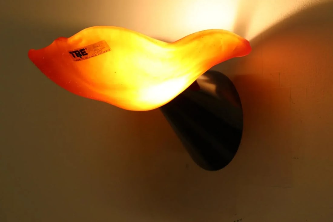 1980s Modern "Mini Lithos" Murano Wall Lamp Amber - 6