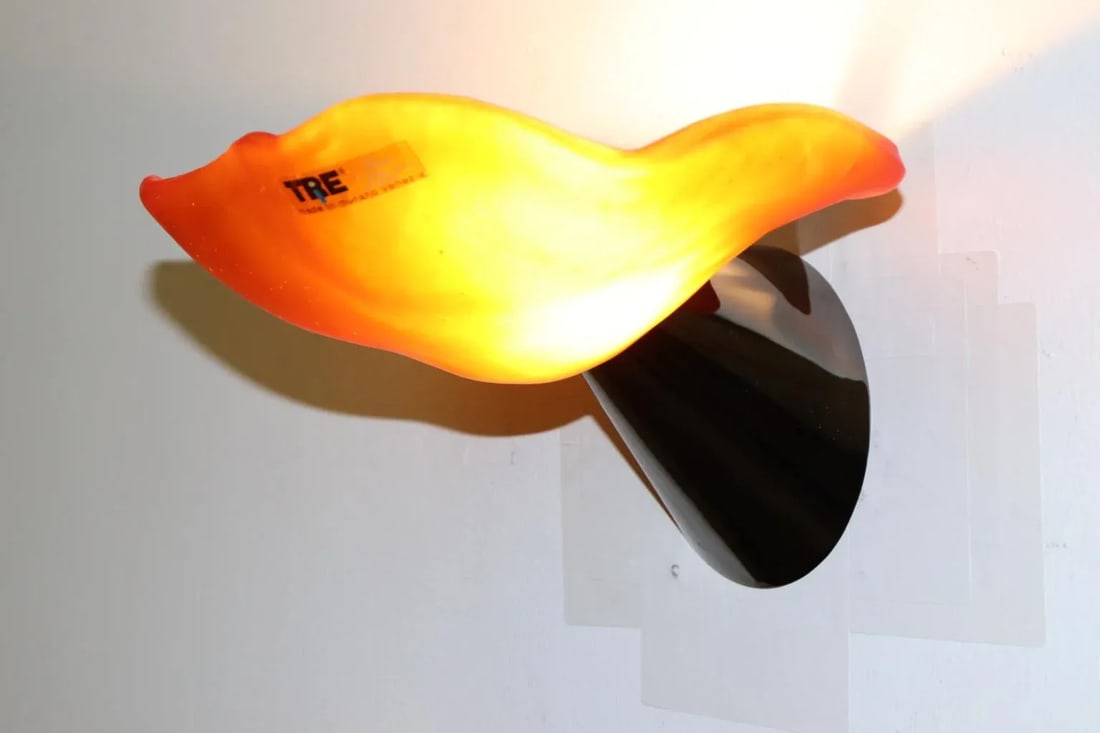 1980s Modern "Mini Lithos" Murano Wall Lamp Amber - 8
