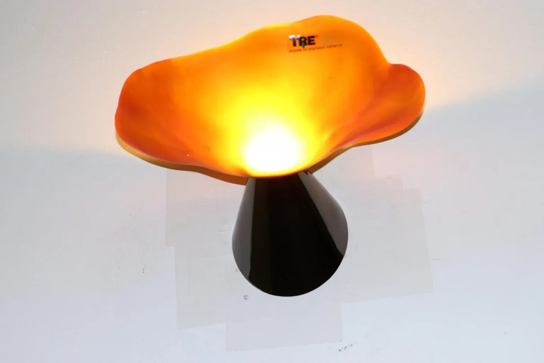 1980s Modern "Mini Lithos" Murano Wall Lamp Amber - 9