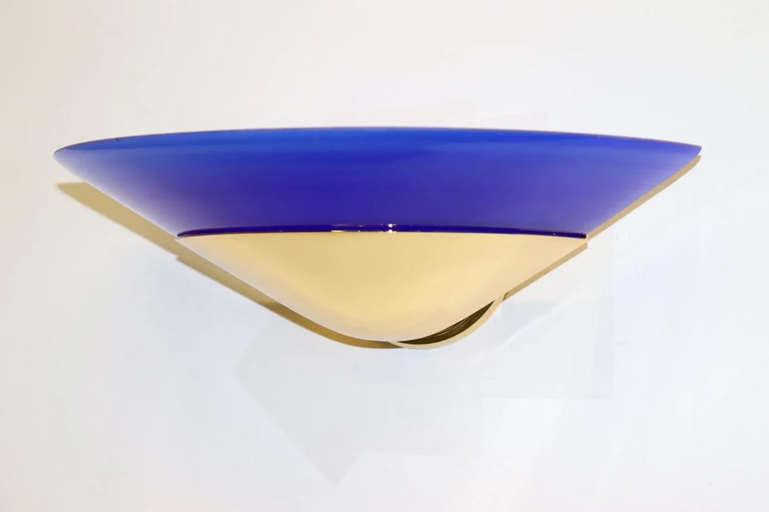 1990s "Mezzo Alo" Wall Lamp Murano Blue Glass - 11