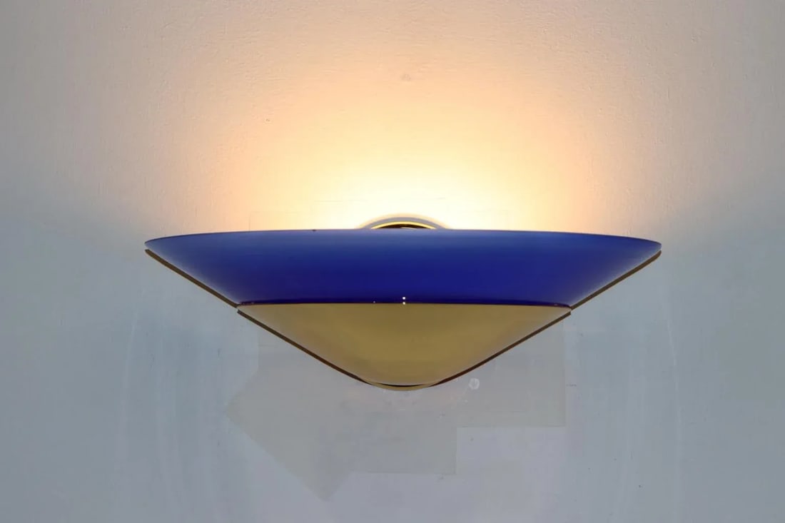1990s "Mezzo Alo" Wall Lamp Murano Blue Glass - 2