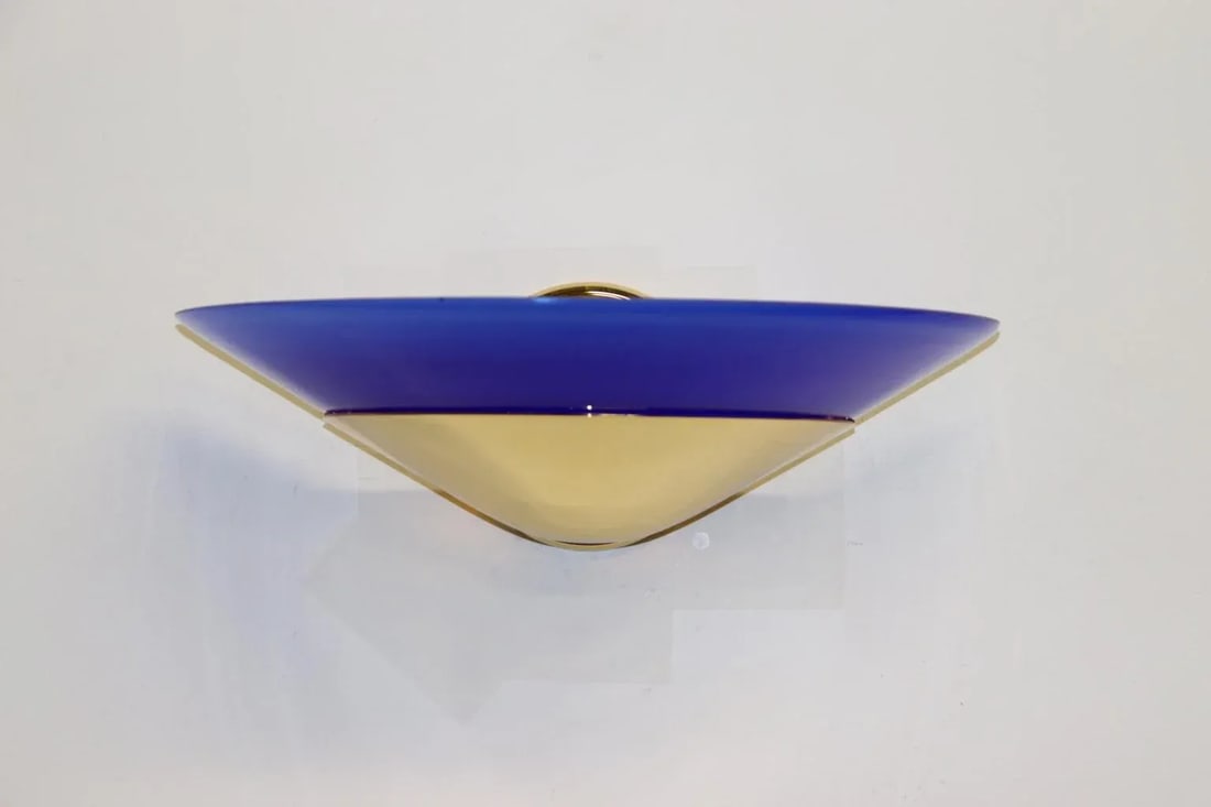 1990s "Mezzo Alo" Wall Lamp Murano Blue Glass - 4