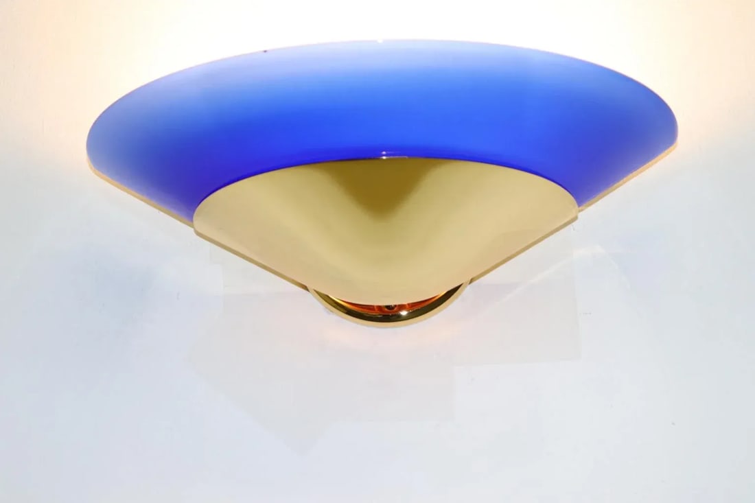 1990s "Mezzo Alo" Wall Lamp Murano Blue Glass - 5