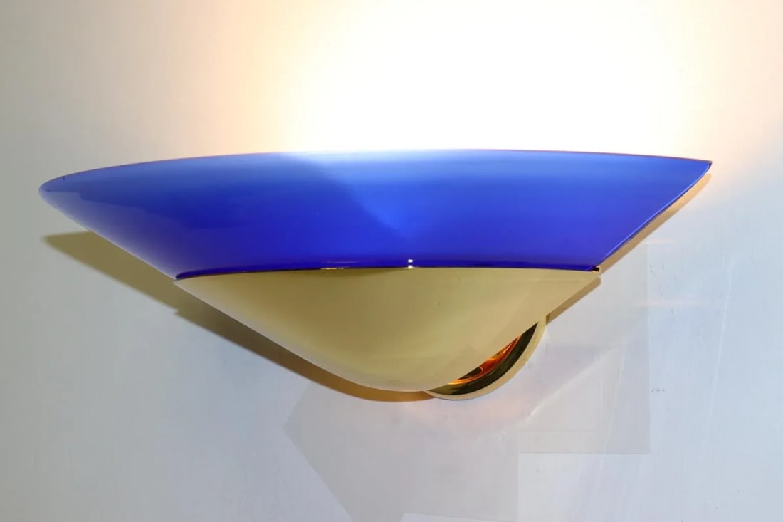 1990s "Mezzo Alo" Wall Lamp Murano Blue Glass - 7