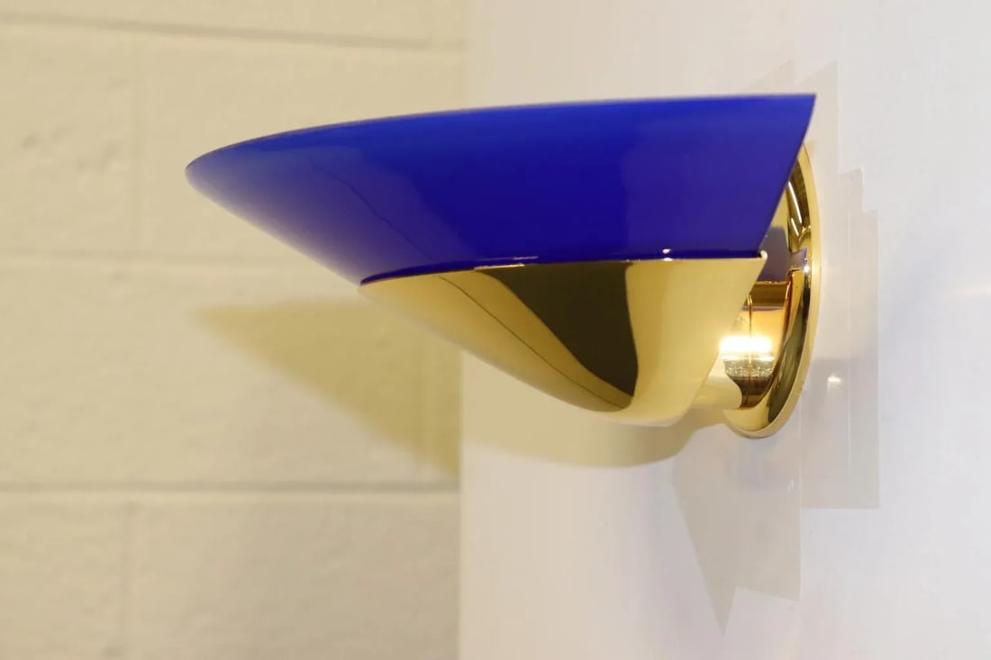 1990s "Mezzo Alo" Wall Lamp Murano Blue Glass - 8