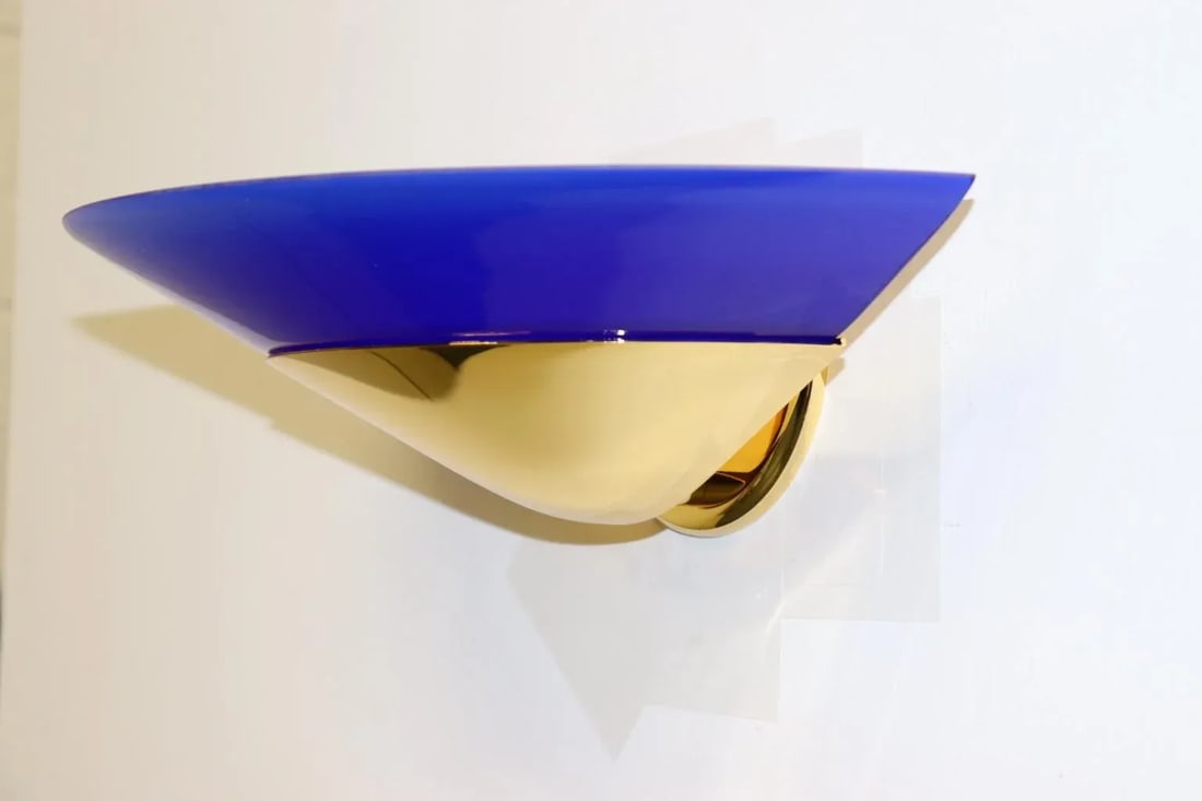 1990s "Mezzo Alo" Wall Lamp Murano Blue Glass - 9