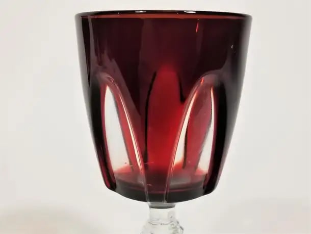 French Ruby Red Stemware Glassware Mid Century 1960s Made in France - Set of 6 - 6