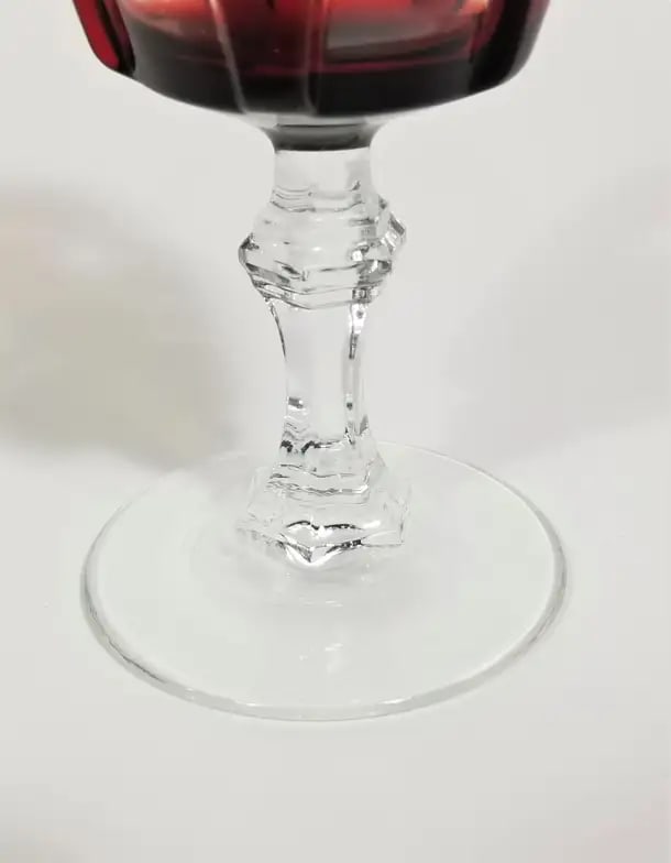 French Ruby Red Stemware Glassware Mid Century 1960s Made in France - Set of 6 - 7