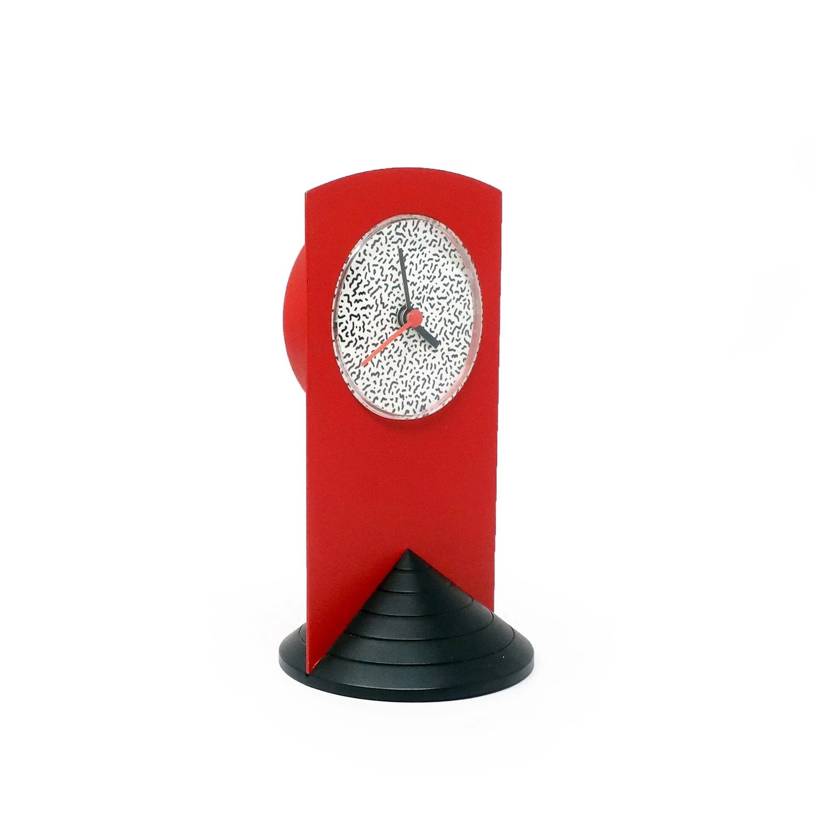 1980s Memphis Style Red Triangle Base Desk Clock - 2
