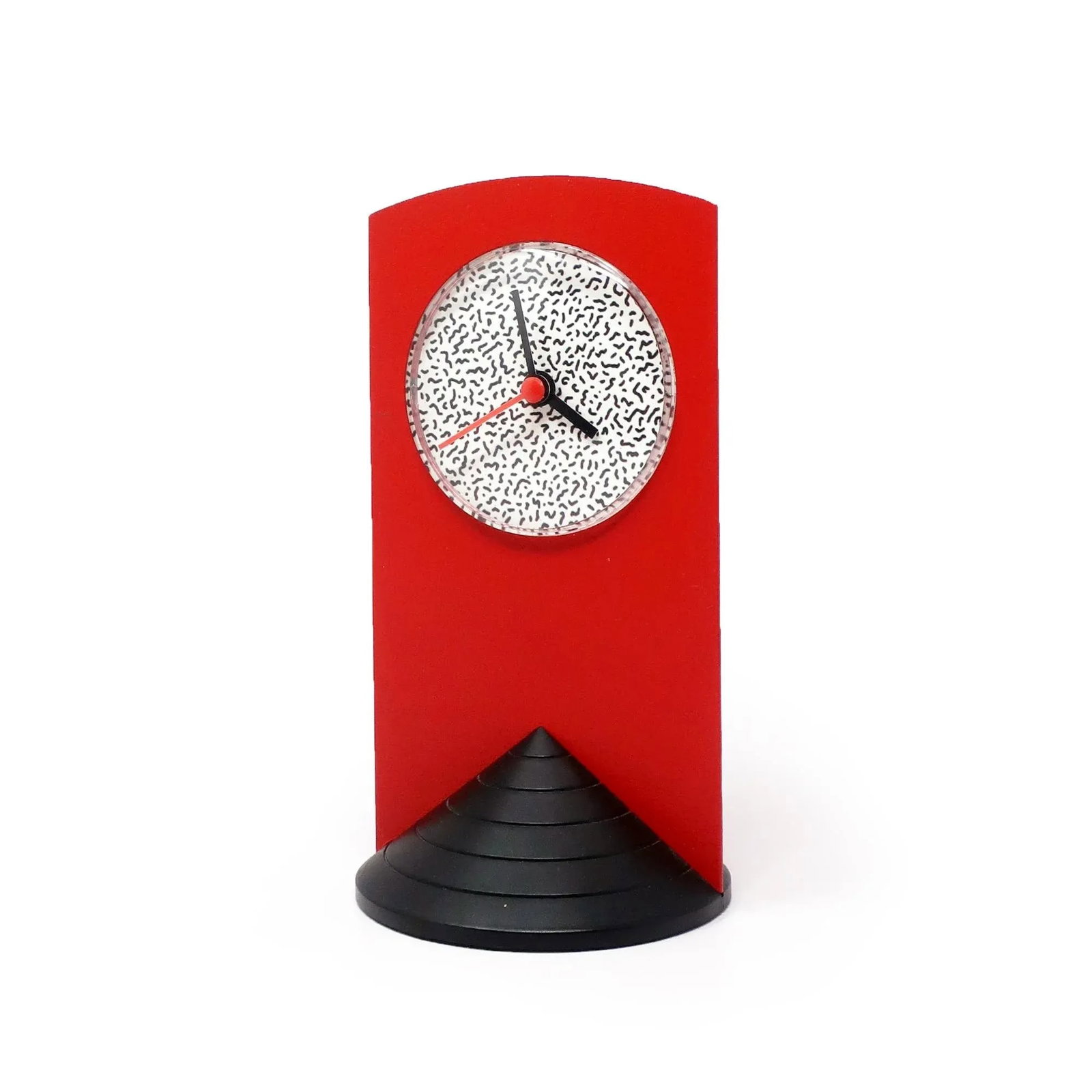 1980s Memphis Style Red Triangle Base Desk Clock - 3