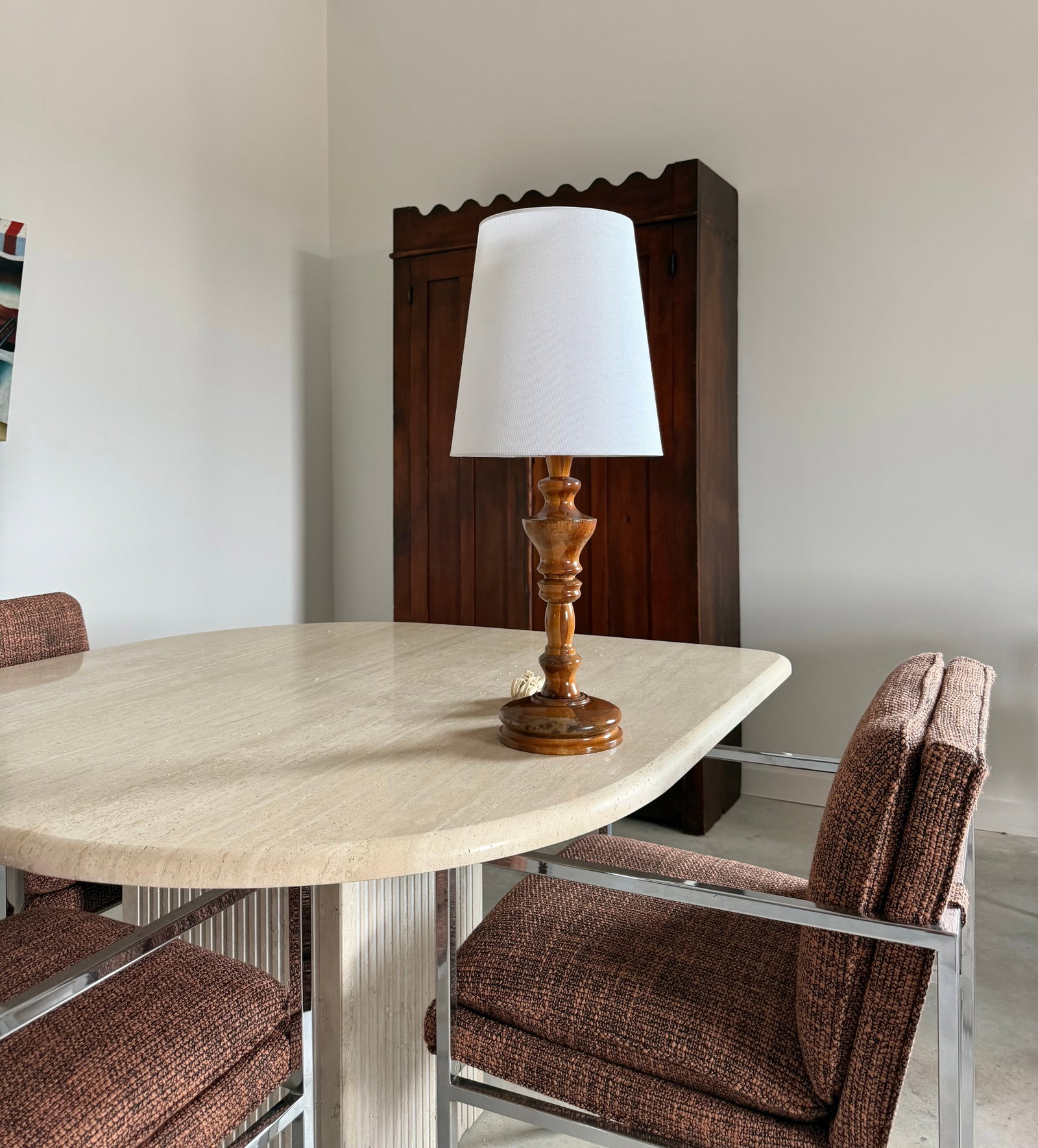 Charming Carved Wood Turned Lamp - 3