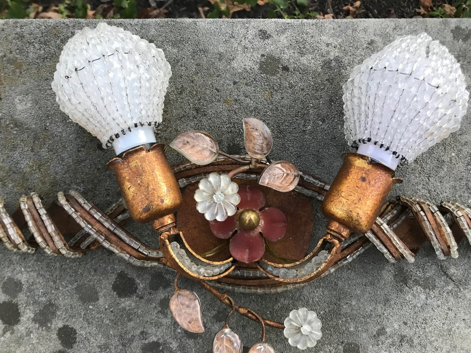 1930s Italian Beaded Tole Vanity Wall Sconce - 2