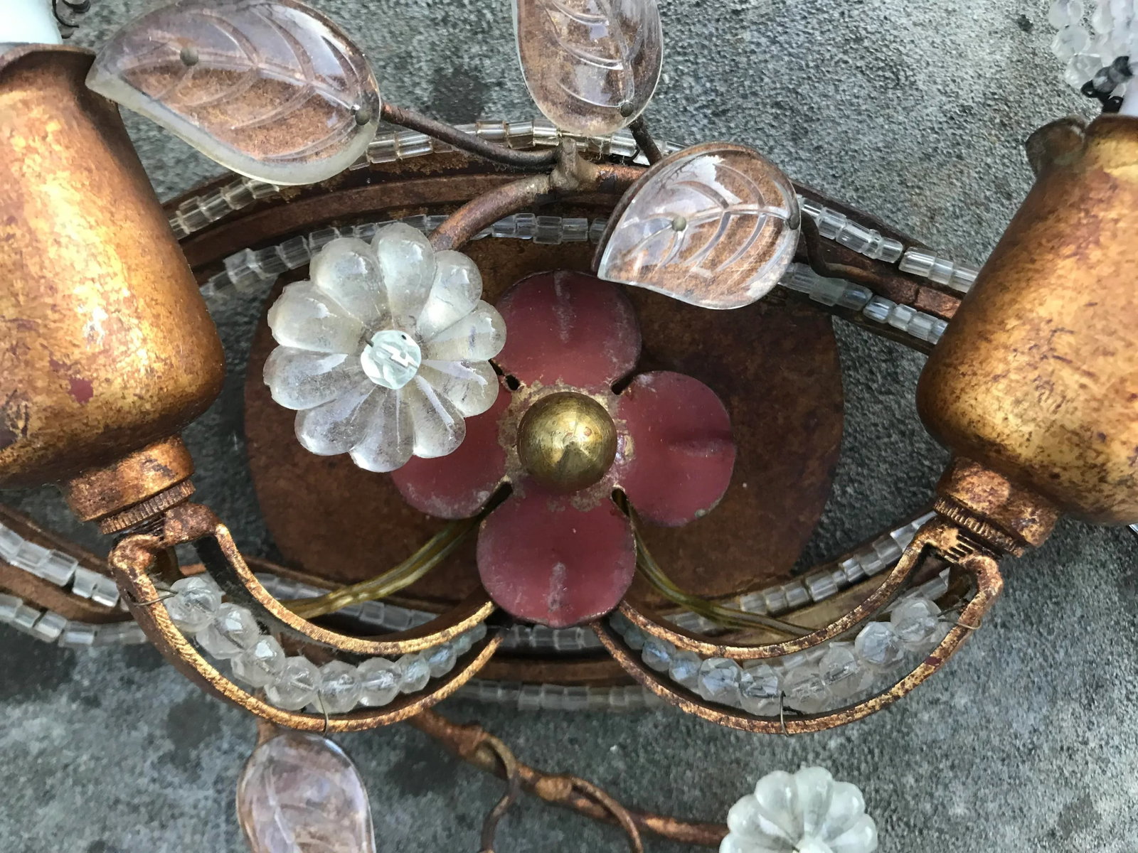 1930s Italian Beaded Tole Vanity Wall Sconce - 8