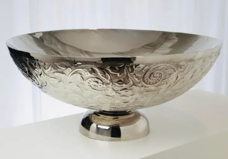 Global Views Transitional Embossed Silver Finished Decorative Bowl - 6