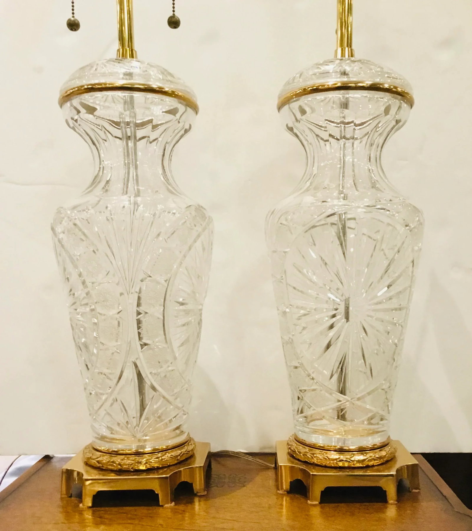 Italian Large Scale Murano Vintage Cut Glass Table Lamps - a Pair - 6