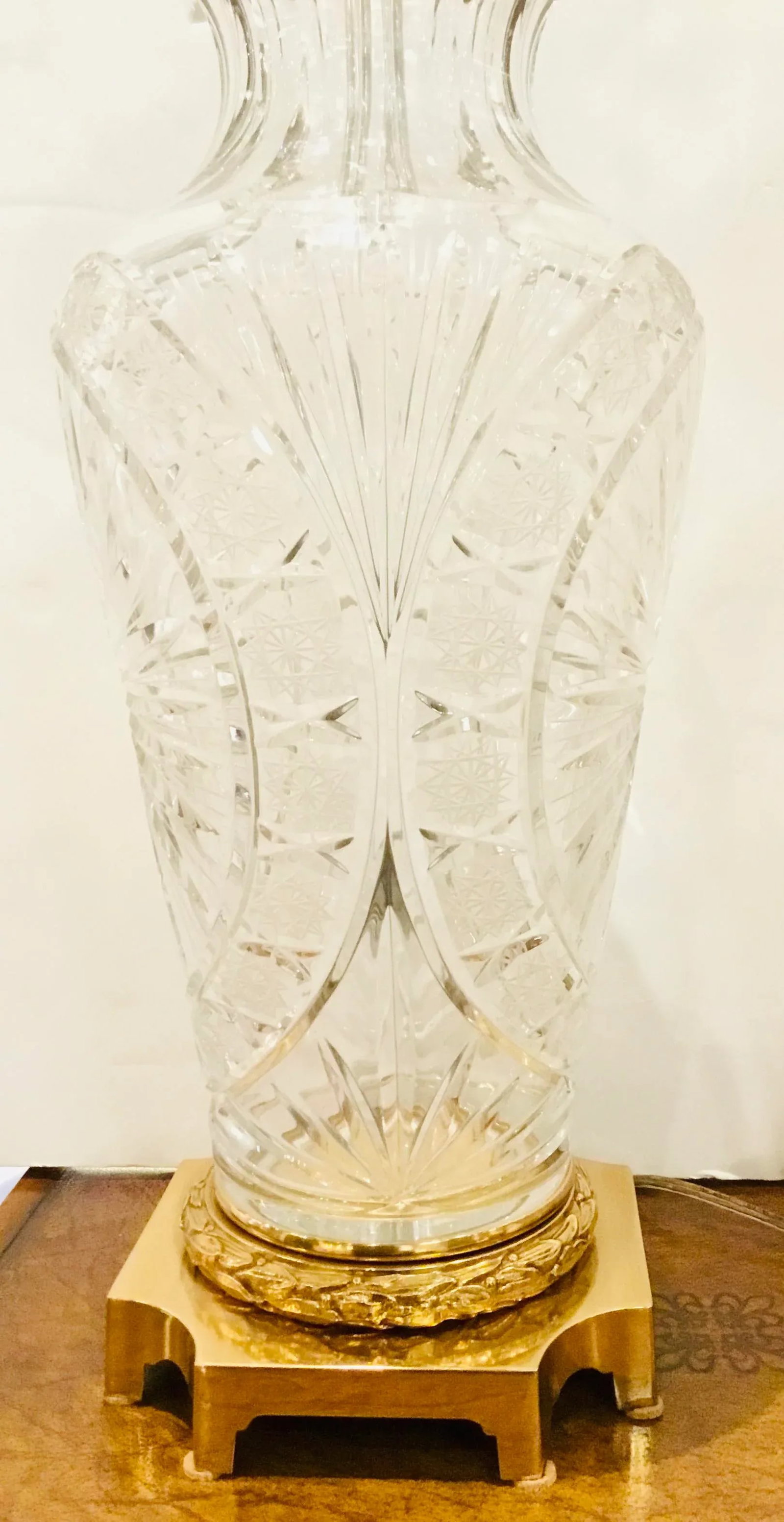 Italian Large Scale Murano Vintage Cut Glass Table Lamps - a Pair - 7