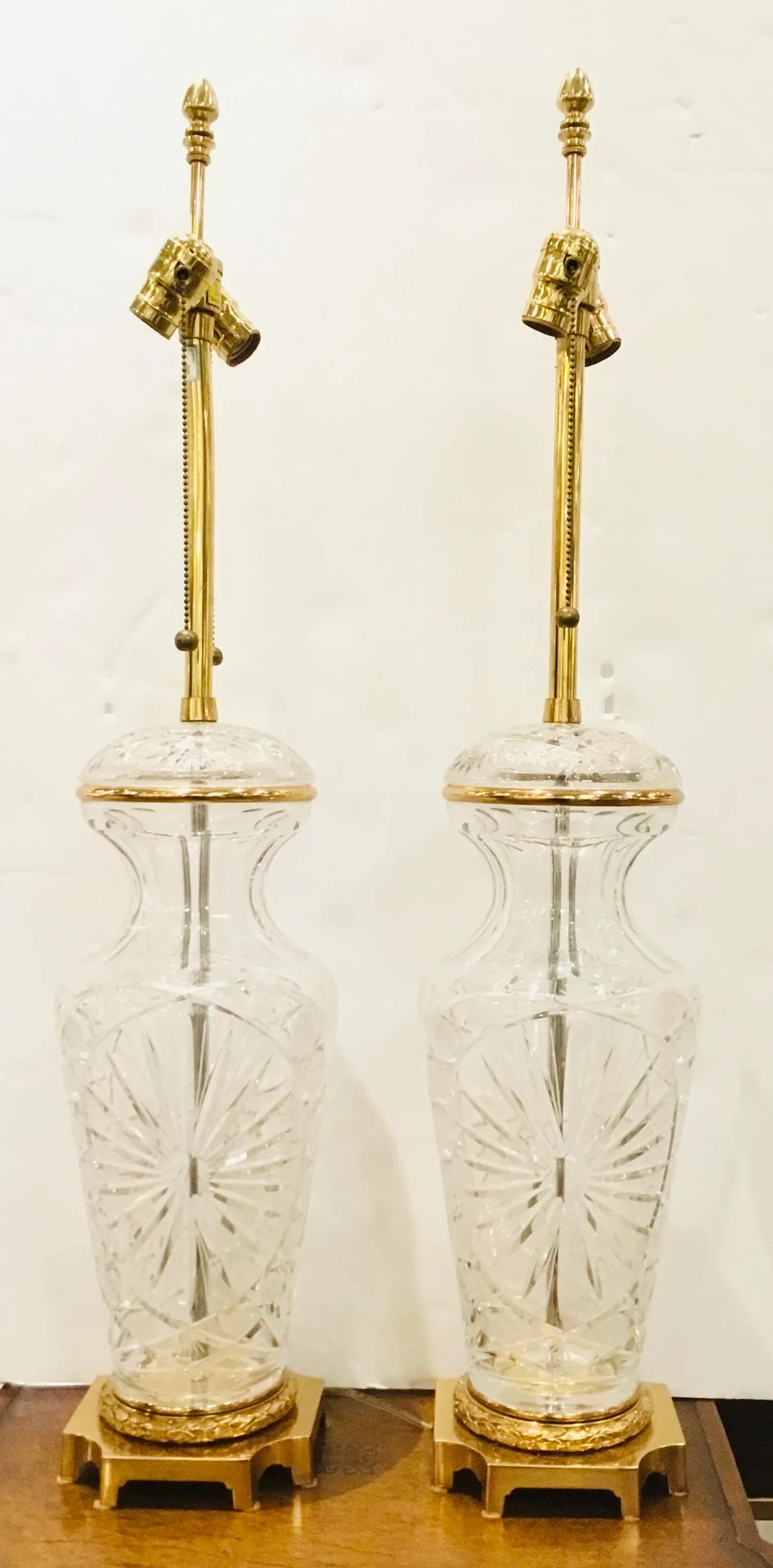 Italian Large Scale Murano Vintage Cut Glass Table Lamps - a Pair - 8