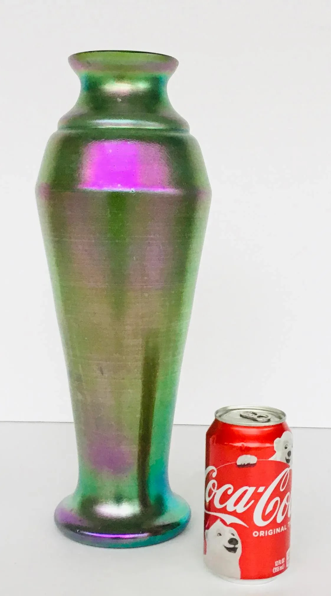 Vintage 1930's Green Iridescent Kralik Czech Art Glass Vase - 4