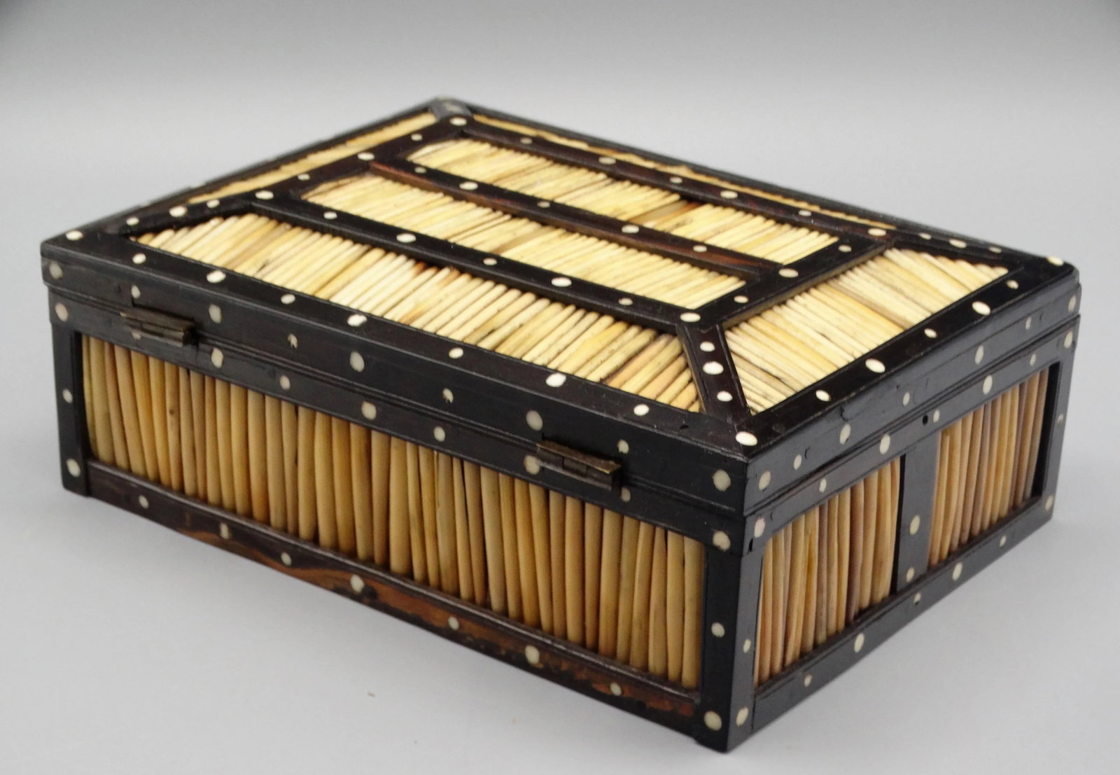 Antique British Colonial Porcupine Quill Box - 10
