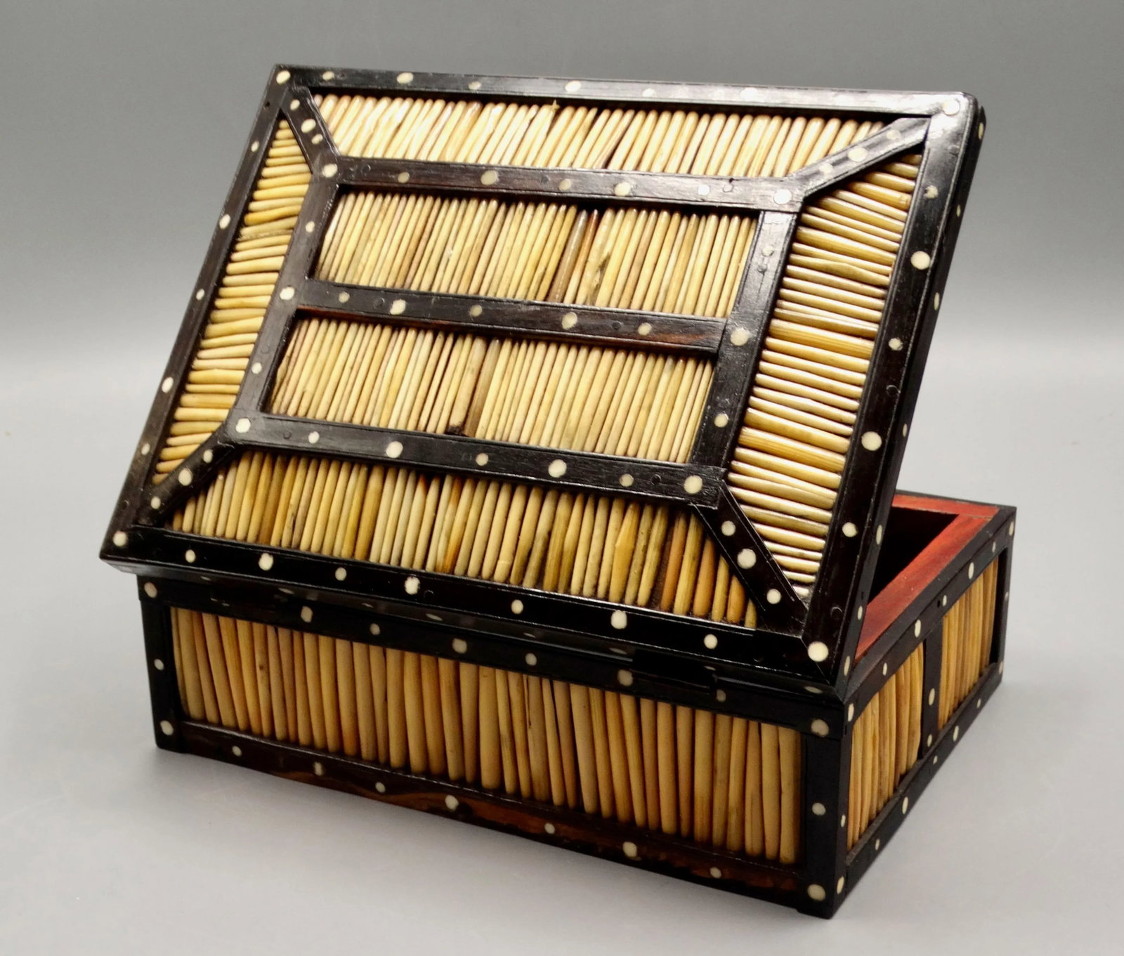 Antique British Colonial Porcupine Quill Box - 9