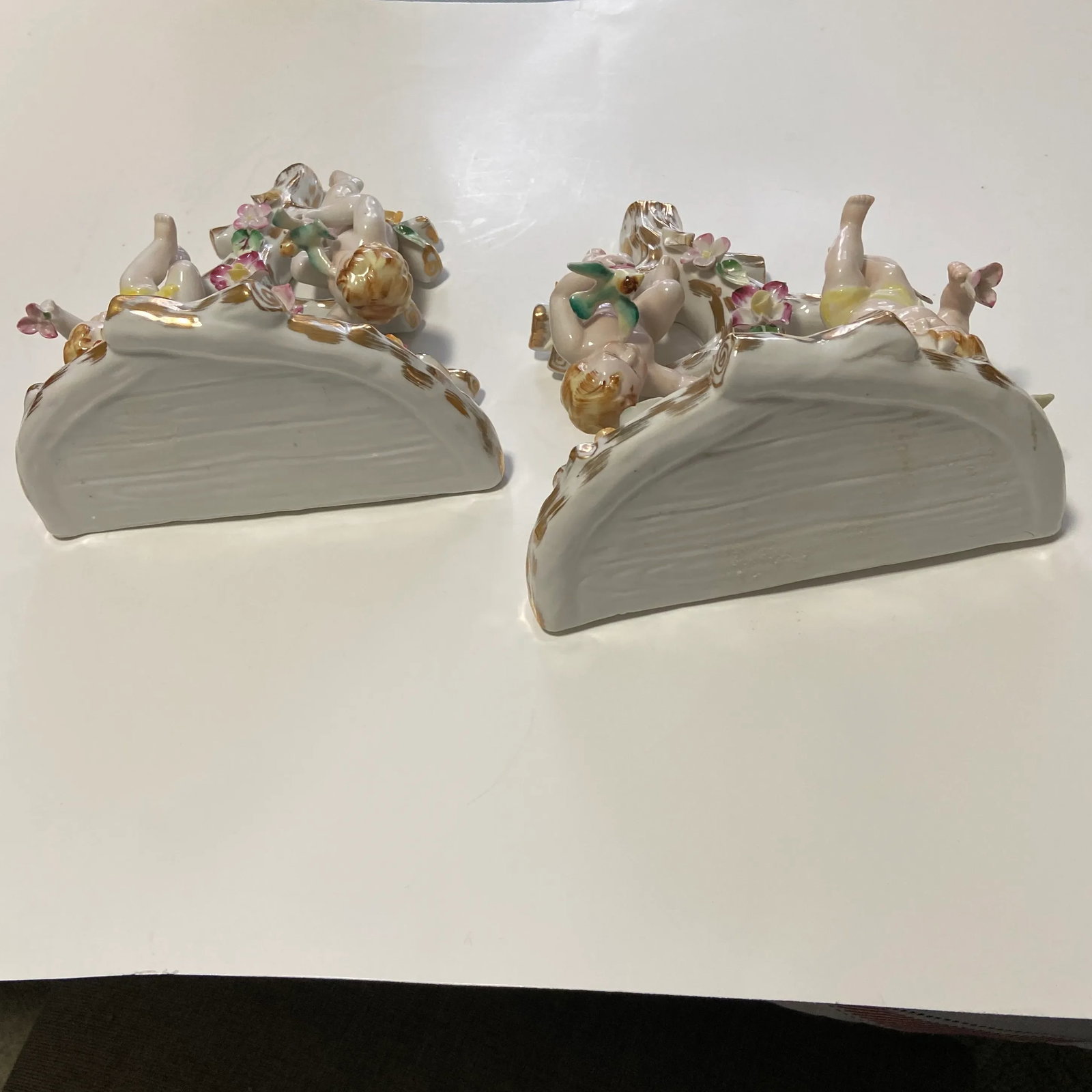 Regency French Putti Cherub Wall Porcelain Sconces - a Pair - 11