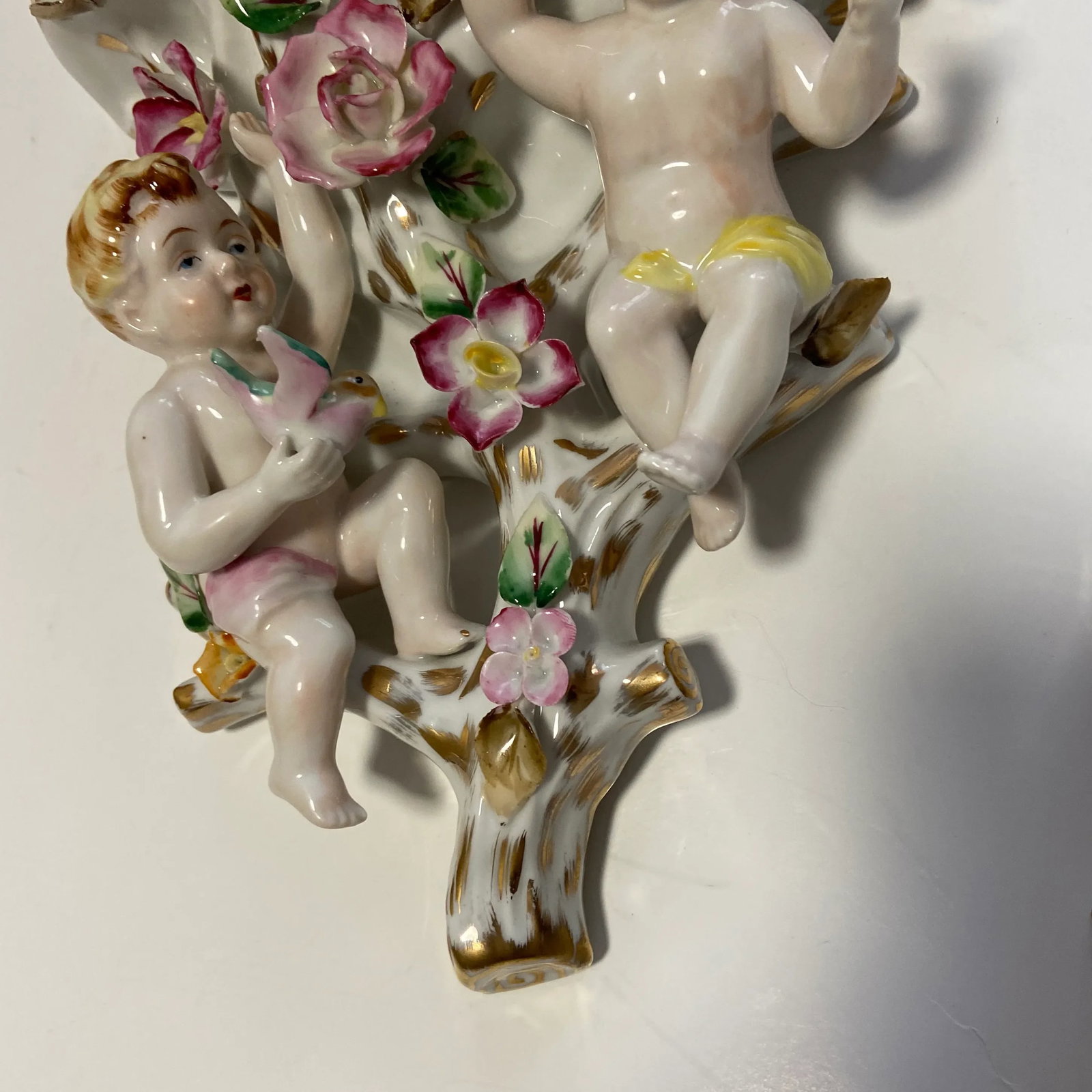 Regency French Putti Cherub Wall Porcelain Sconces - a Pair - 5
