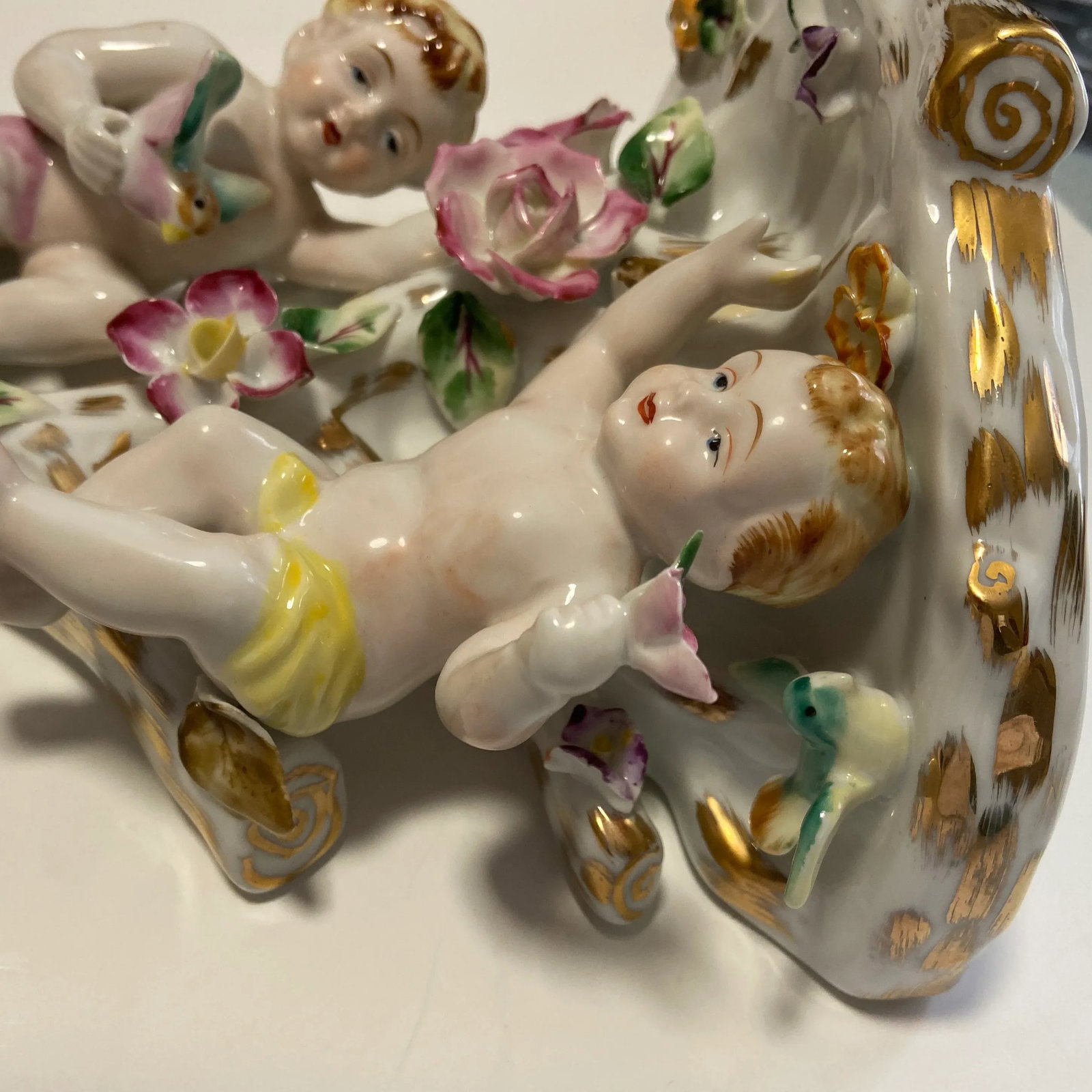 Regency French Putti Cherub Wall Porcelain Sconces - a Pair - 9