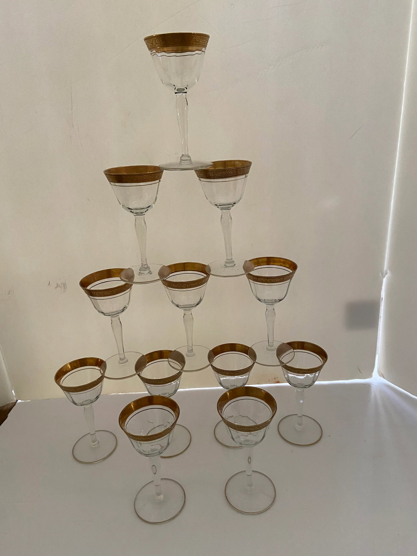 Minton Tiffin Franciscan Gold Encrust Sherbet Cordial Glasses Set 12 - 2