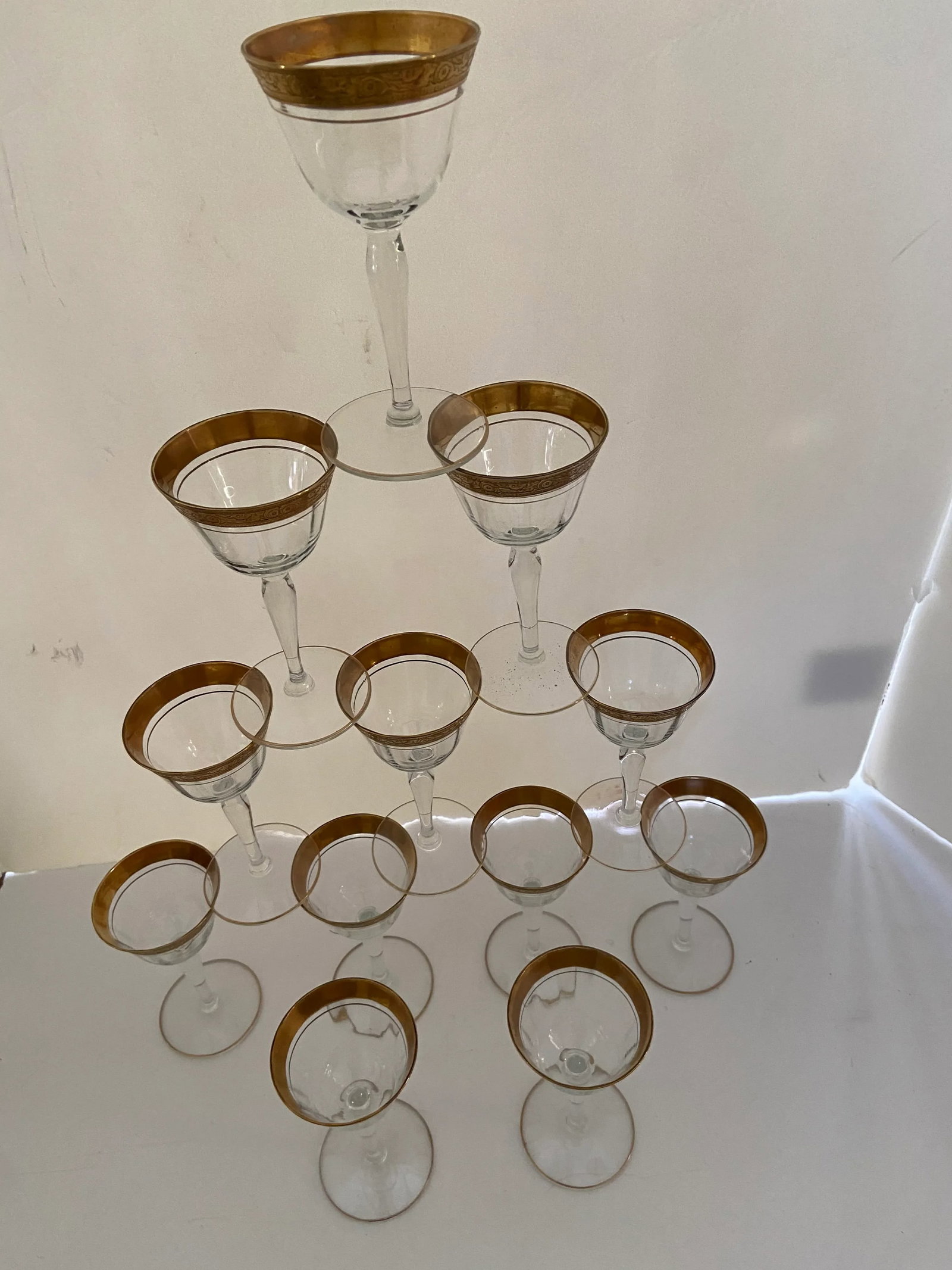 Minton Tiffin Franciscan Gold Encrust Sherbet Cordial Glasses Set 12 - 3