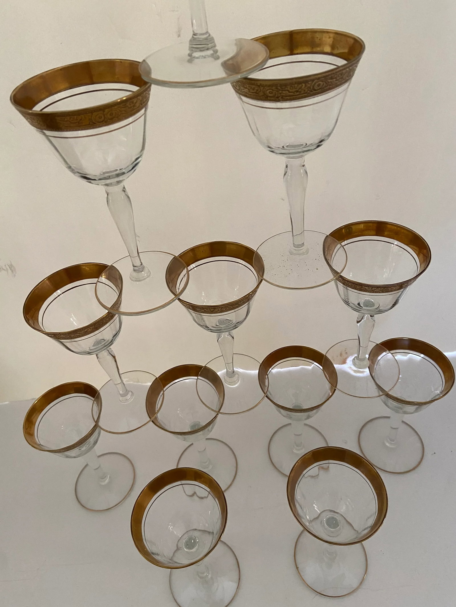 Minton Tiffin Franciscan Gold Encrust Sherbet Cordial Glasses Set 12 - 4