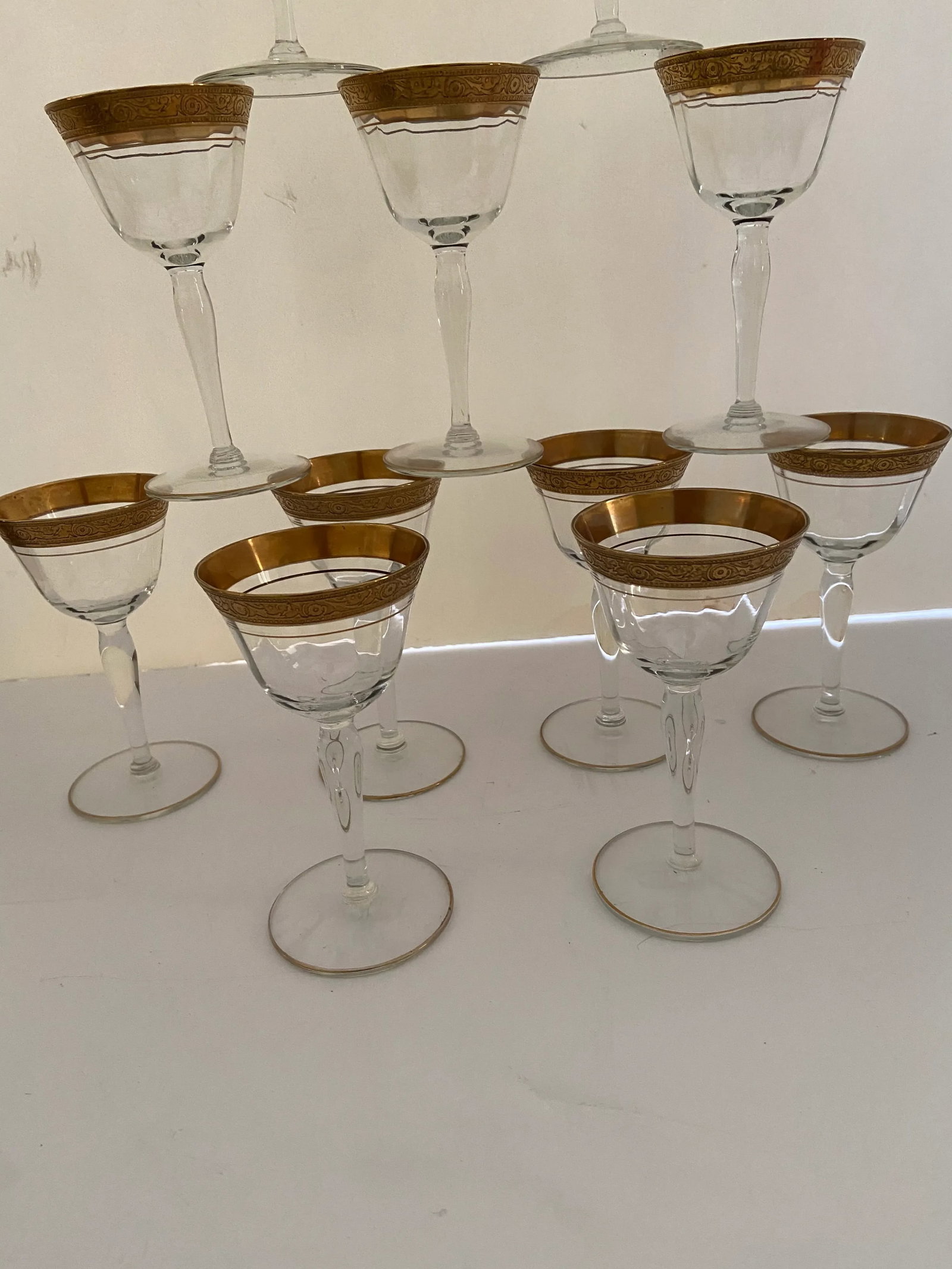Minton Tiffin Franciscan Gold Encrust Sherbet Cordial Glasses Set 12 - 7