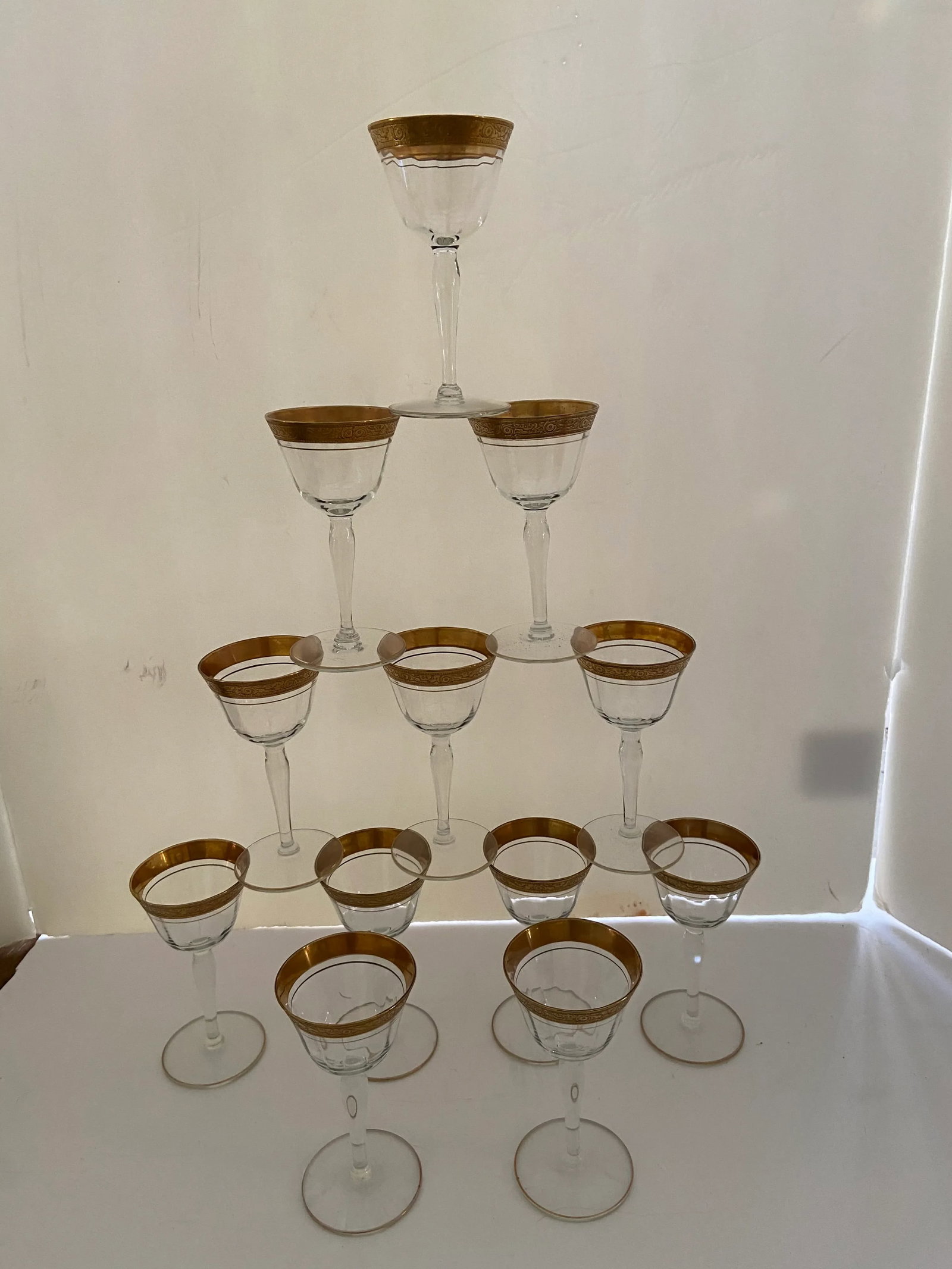 Minton Tiffin Franciscan Gold Encrust Sherbet Cordial Glasses Set 12 - 8
