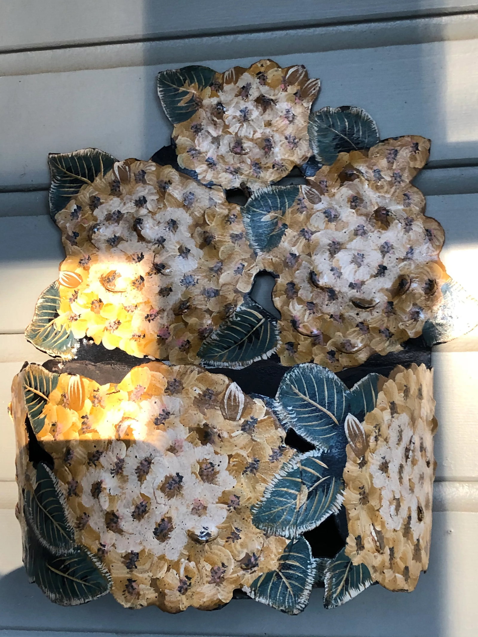 Vintage Toleware Wall Pocket Planter - 7
