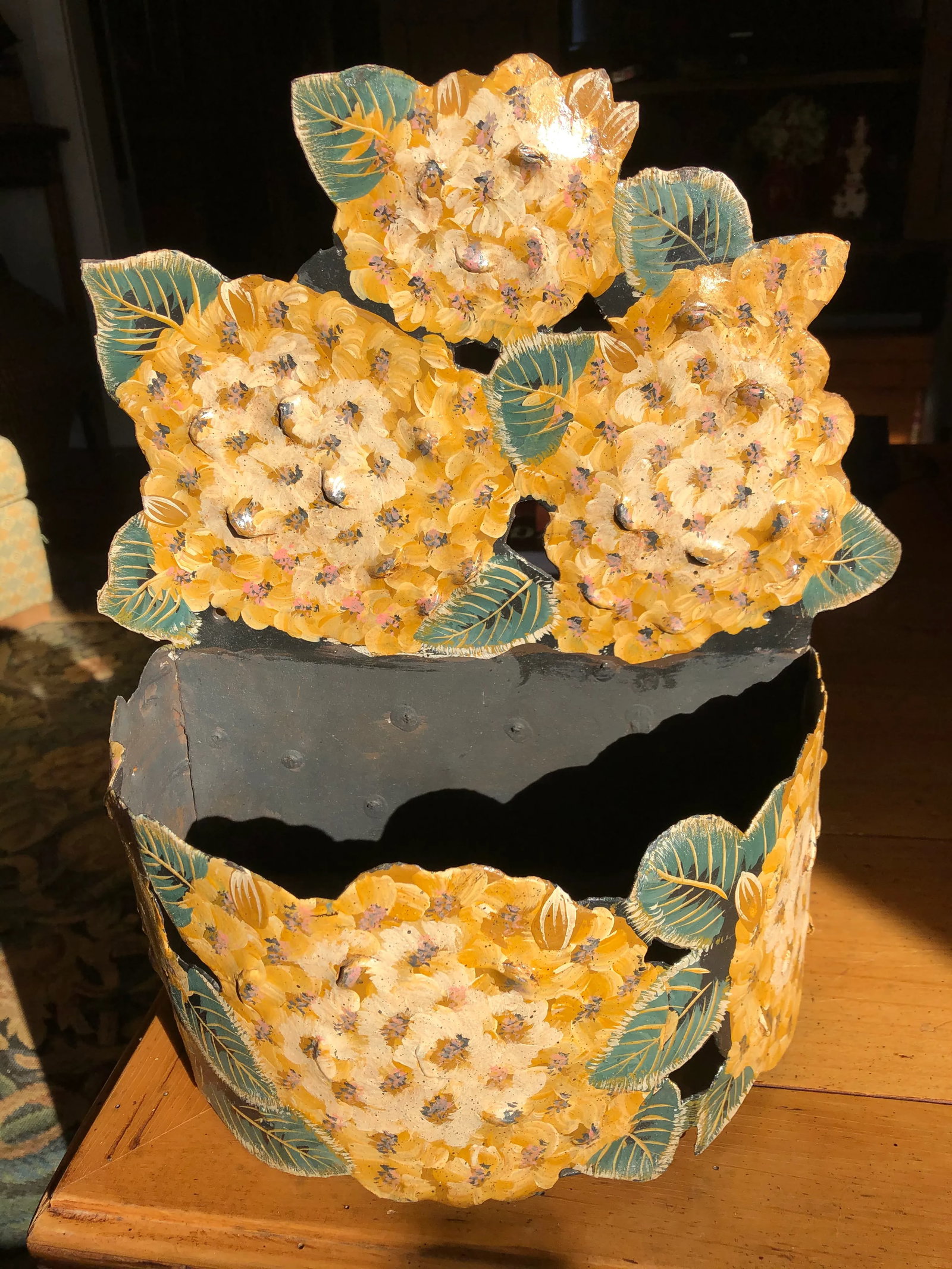 Vintage Toleware Wall Pocket Planter - 8