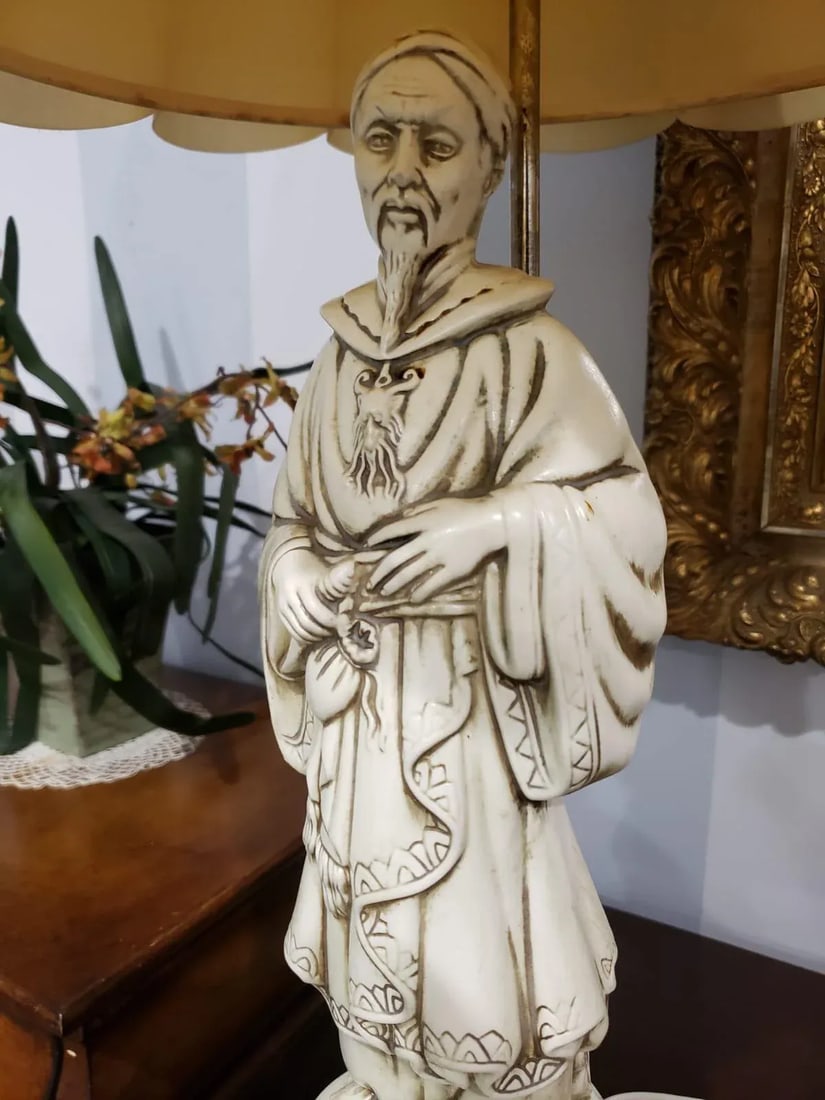 1900s Porcelain Statue Lamps - A Pair - 5