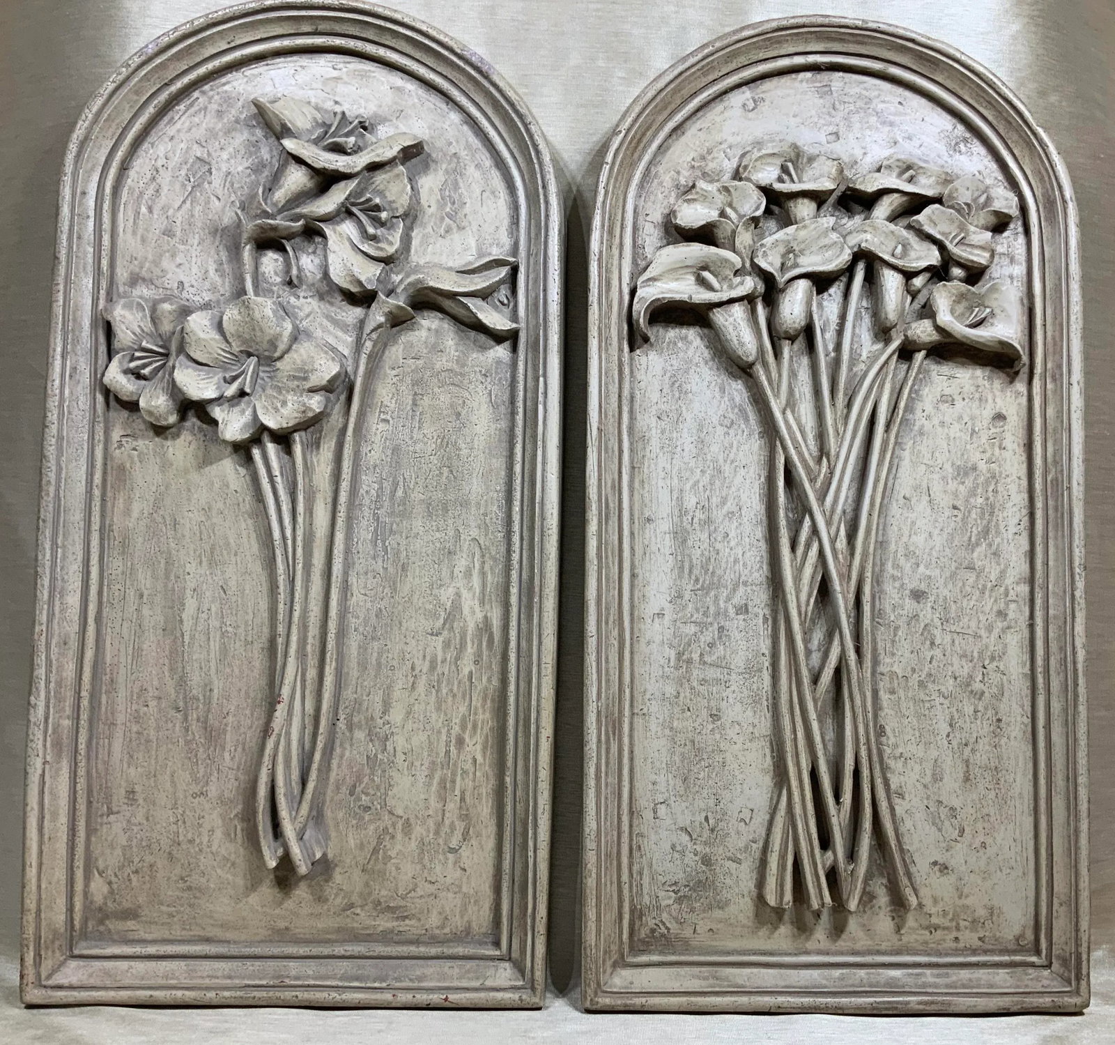 1980s Carved Gray Wall Hangings - a Pair - 2