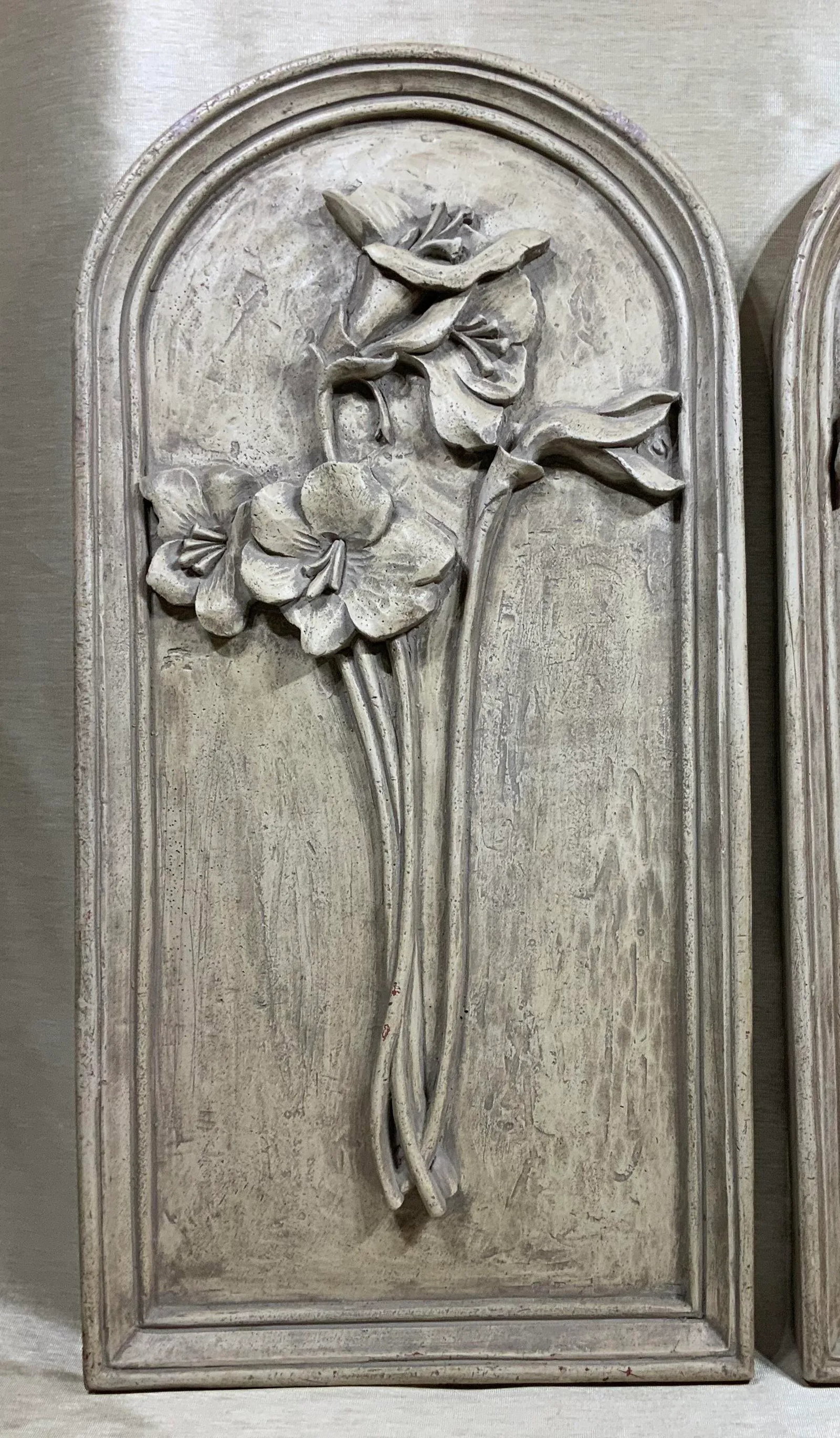 1980s Carved Gray Wall Hangings - a Pair - 7
