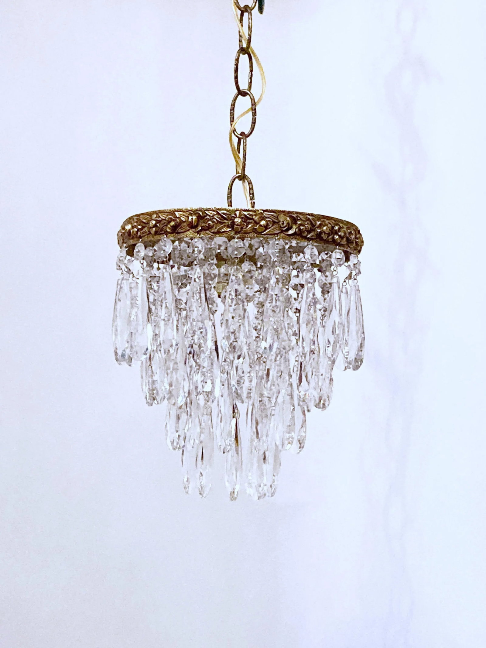 Antique Italian Bronze Upside Down Layered Cake Rim Chandelier - 2