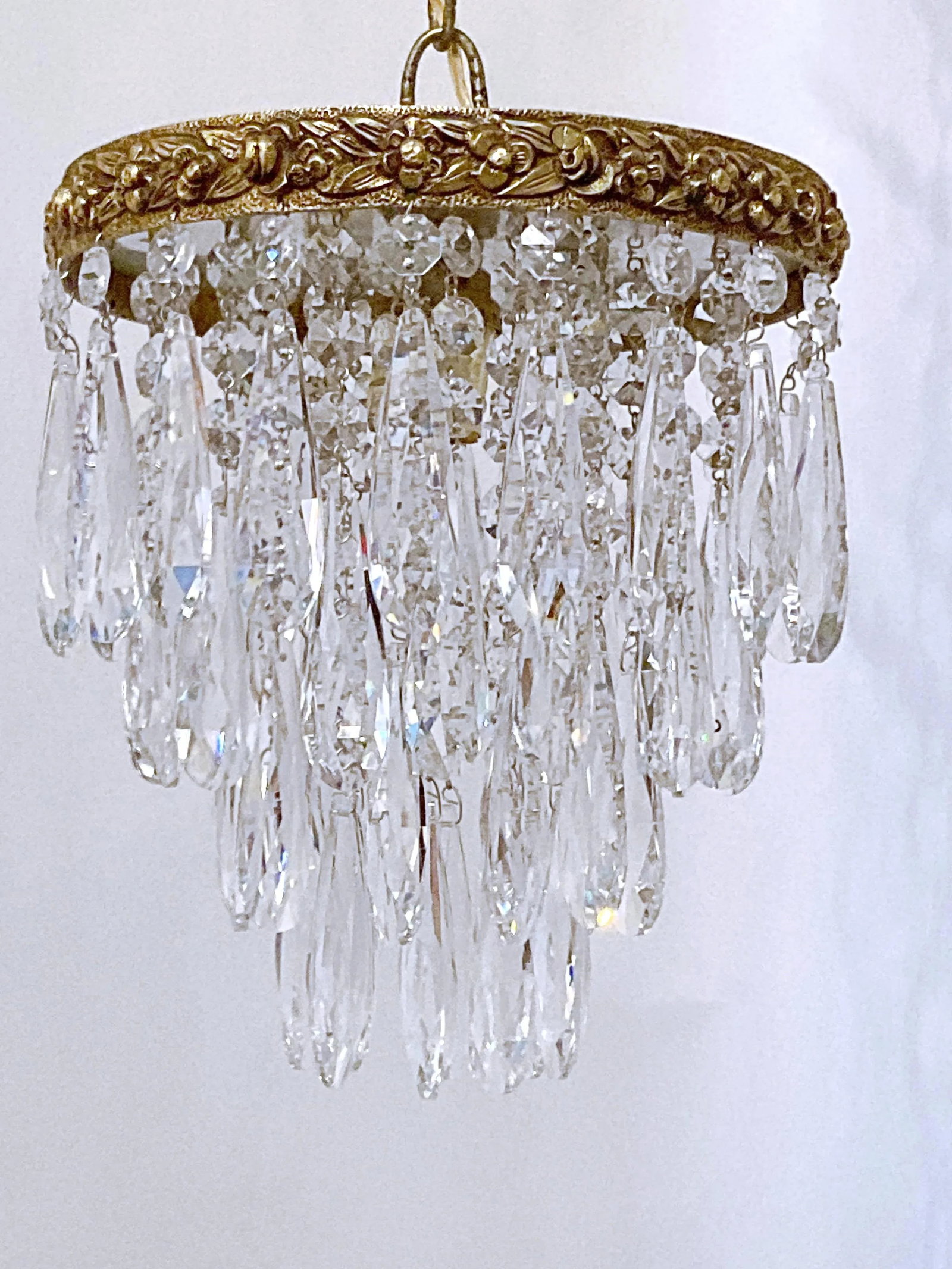 Antique Italian Bronze Upside Down Layered Cake Rim Chandelier - 6