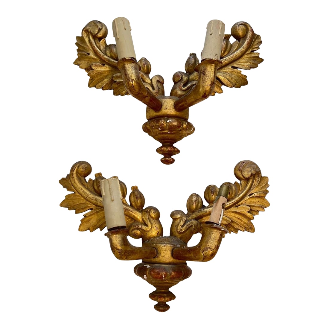 19th Century French Pair of Charles X Gilded Wood Antique Sconces (1 of 6)