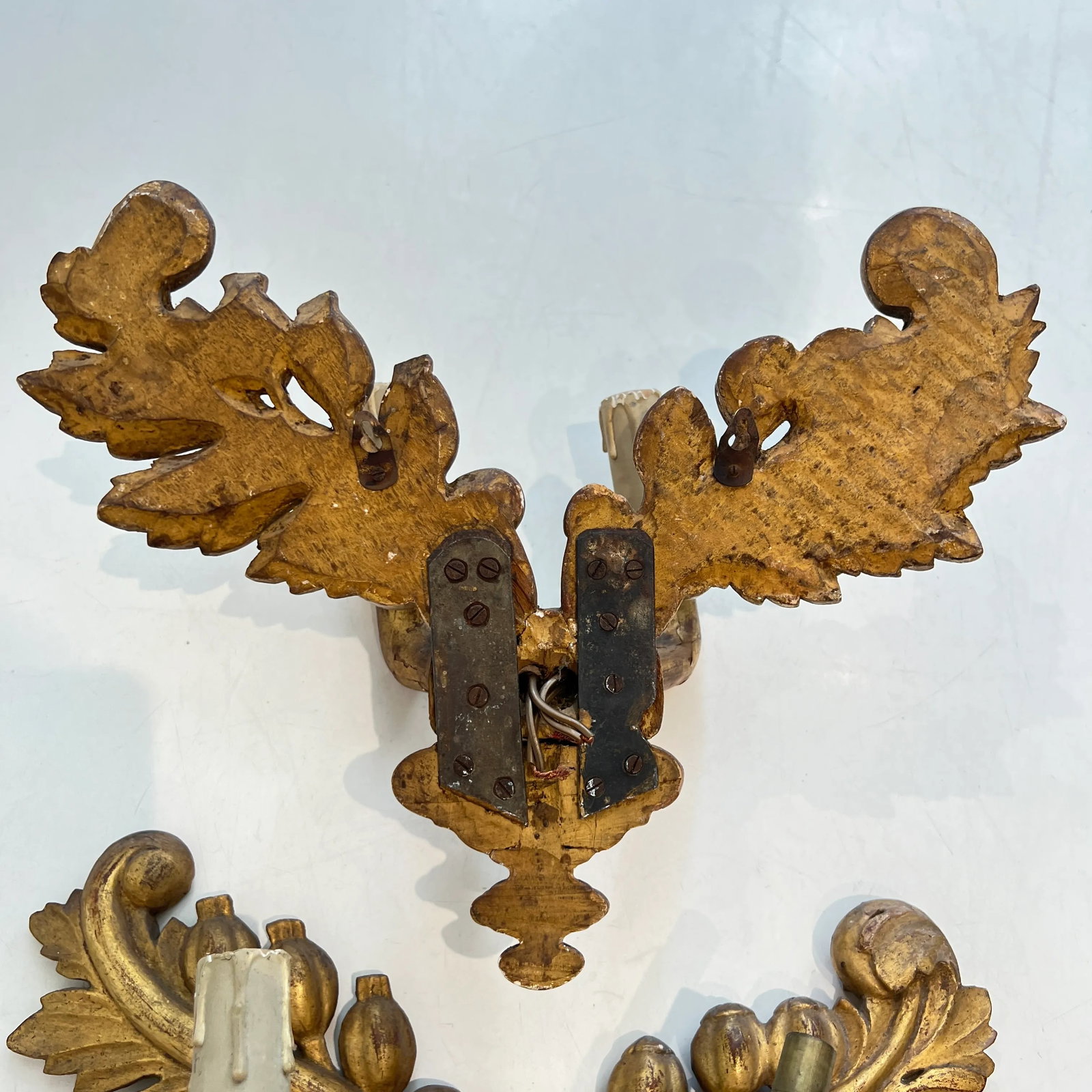 19th Century French Pair of Charles X Gilded Wood Antique Sconces - 3