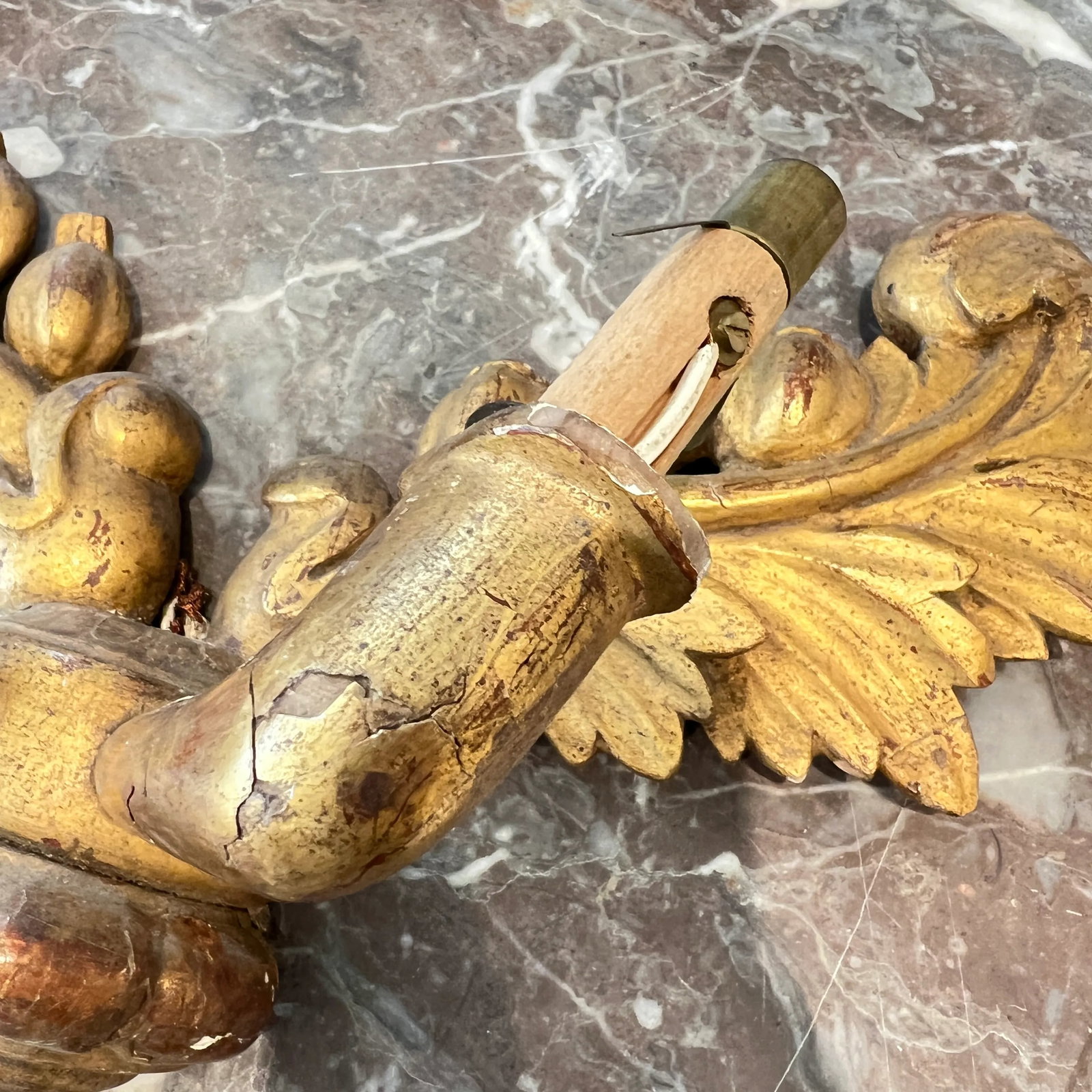 19th Century French Pair of Charles X Gilded Wood Antique Sconces - 6