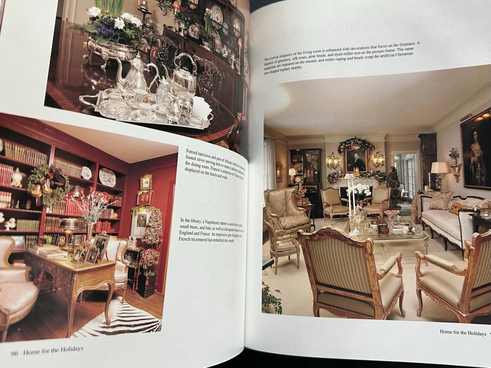 Vintage 1991 Dark Green & Gold "Holiday Homes" Coffee Table Book - 10