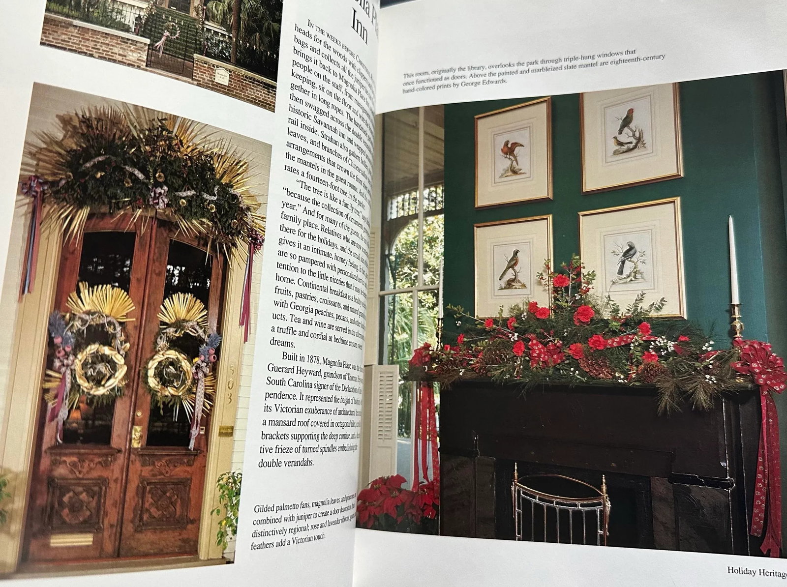 Vintage 1991 Dark Green & Gold "Holiday Homes" Coffee Table Book - 11