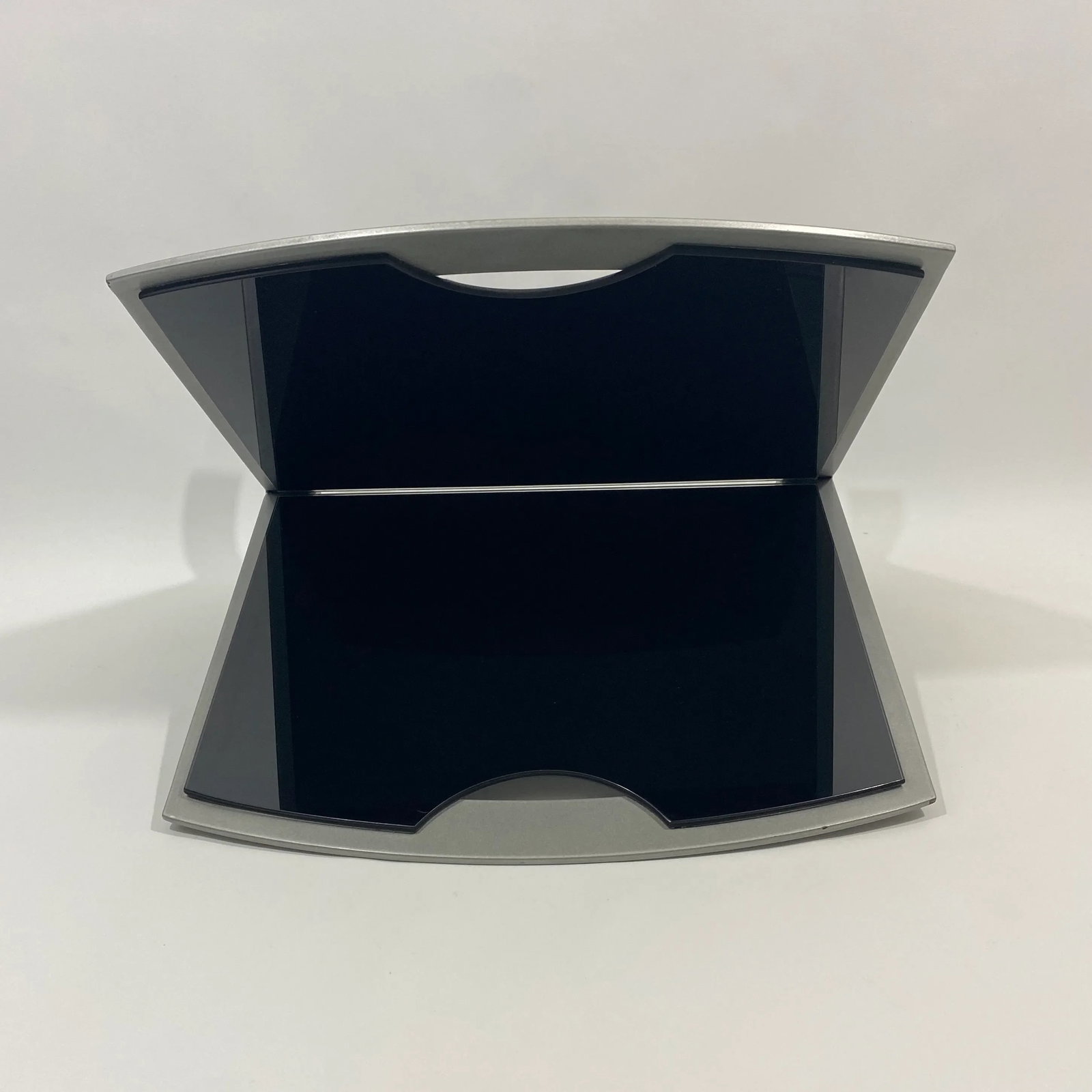 90s Metal and Black Glass Magazine Rack - 9