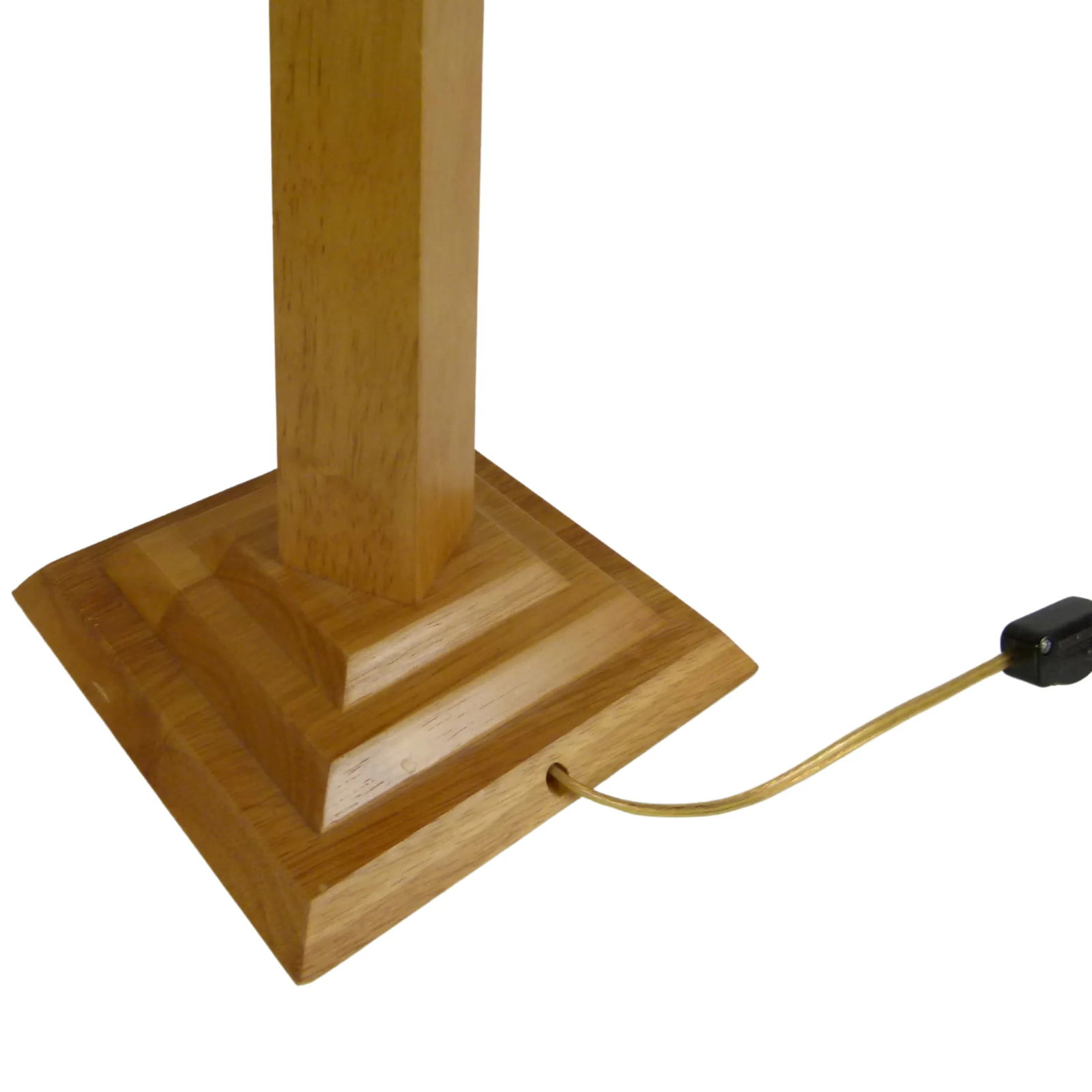 1990s Handcrafted Modern Fir Wood Table Lamp With Tiered Base Shade Included - 5